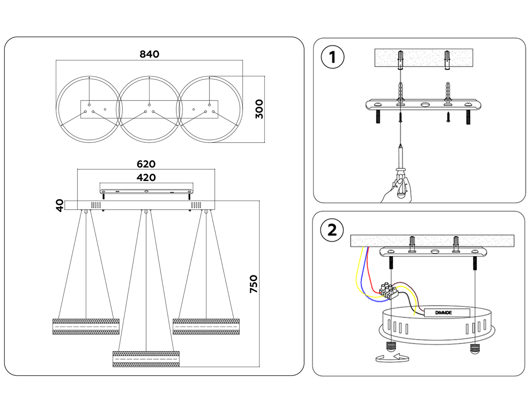 FA6206/3 WH белый 122W 3000K+6400K/3000K/6400K/4200K+4200K 840*300*750 (ПДУ РАДИО 2.4G)
