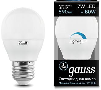 Лампа Gauss LED Globe-dim E27 7W 4100К диммируемая 1/10/100