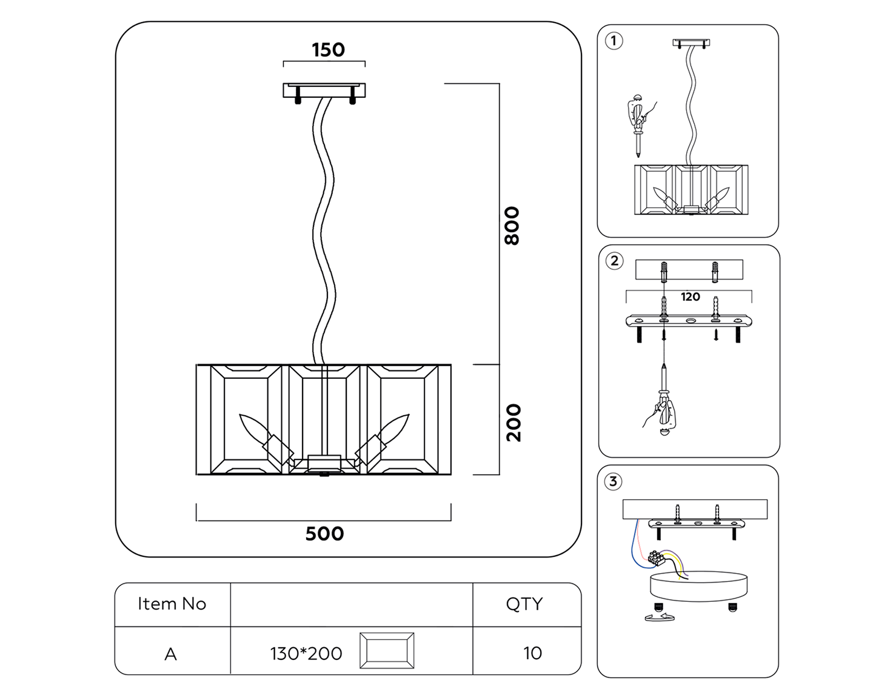 TR5131 CH/CL хром/прозрачный E14/5 max 40W D500*1000