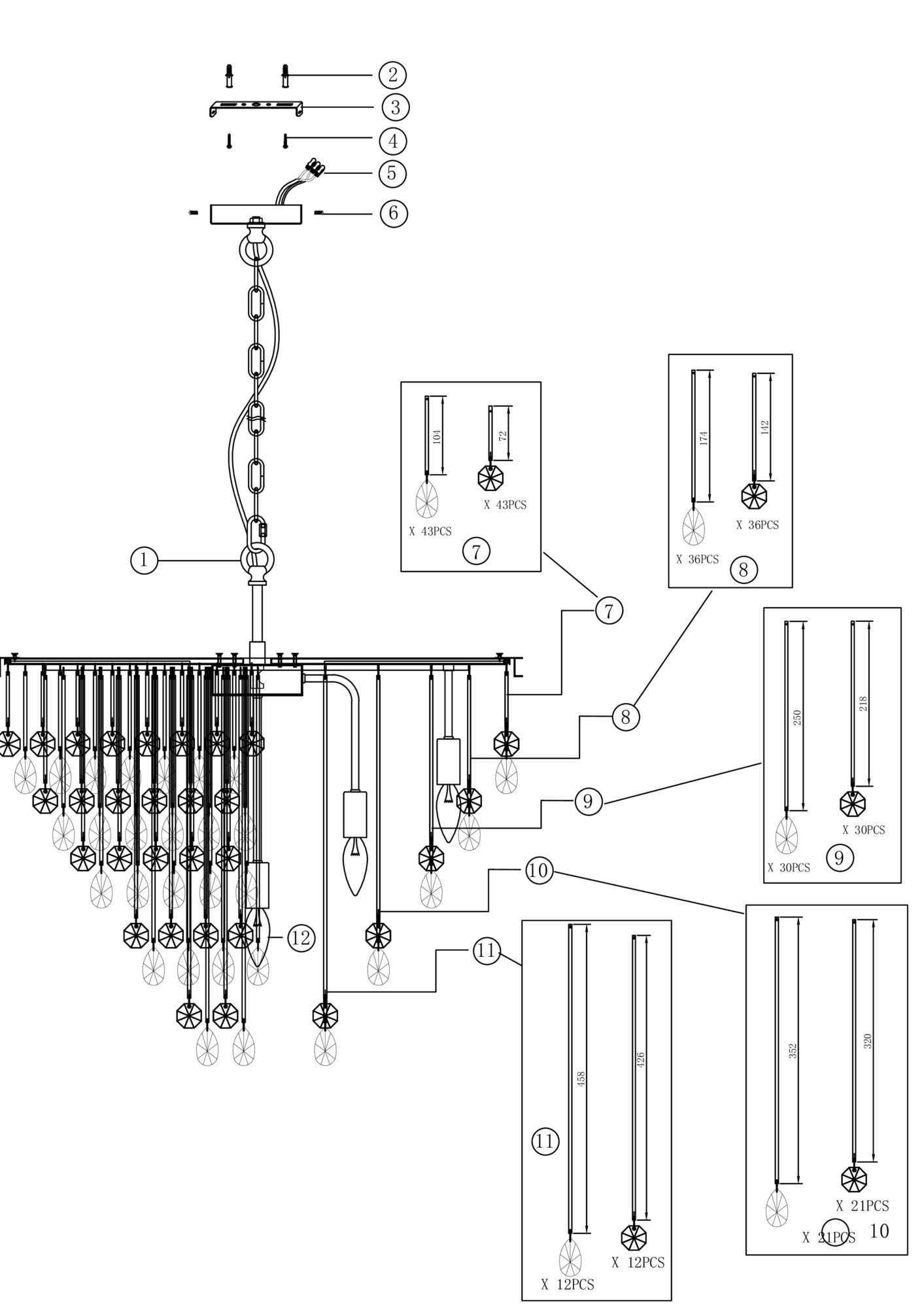 Подвесной светильник Maytoni MOD091PL-09G