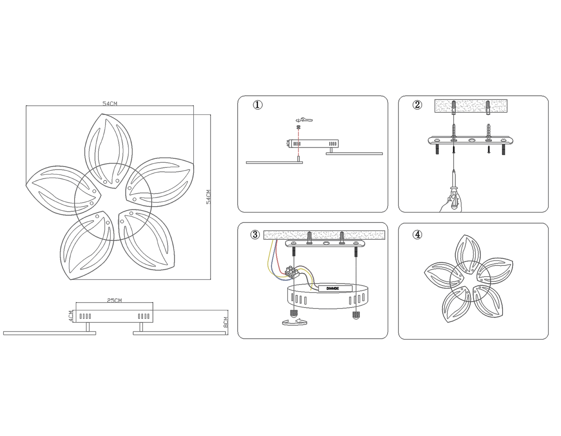 FA466/5 CH хром 90W 540*540*80 (ПДУ РАДИО 2.4)