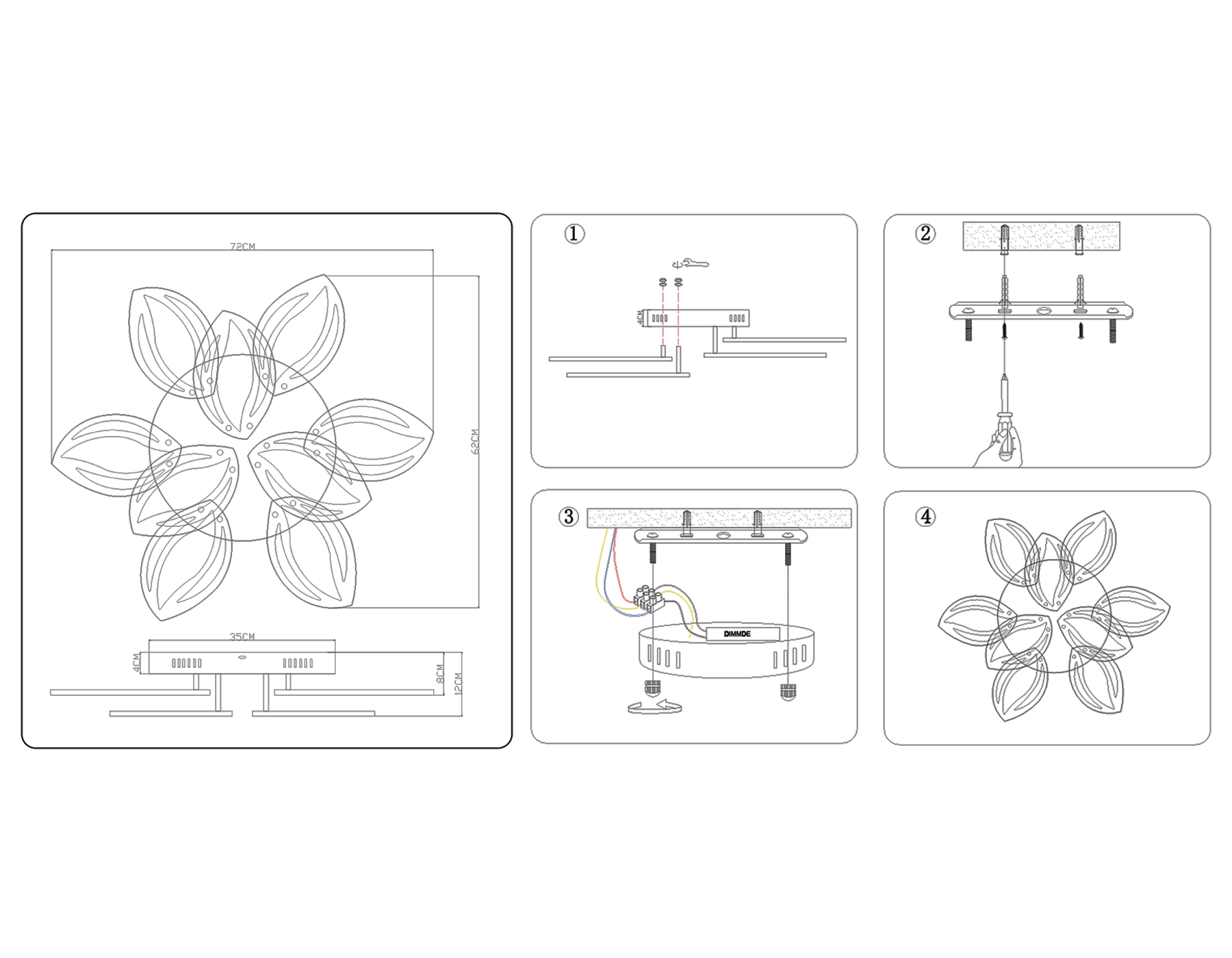 FA467/6+3 CH хром 135W 720*620*120 (ПДУ РАДИО 2.4)