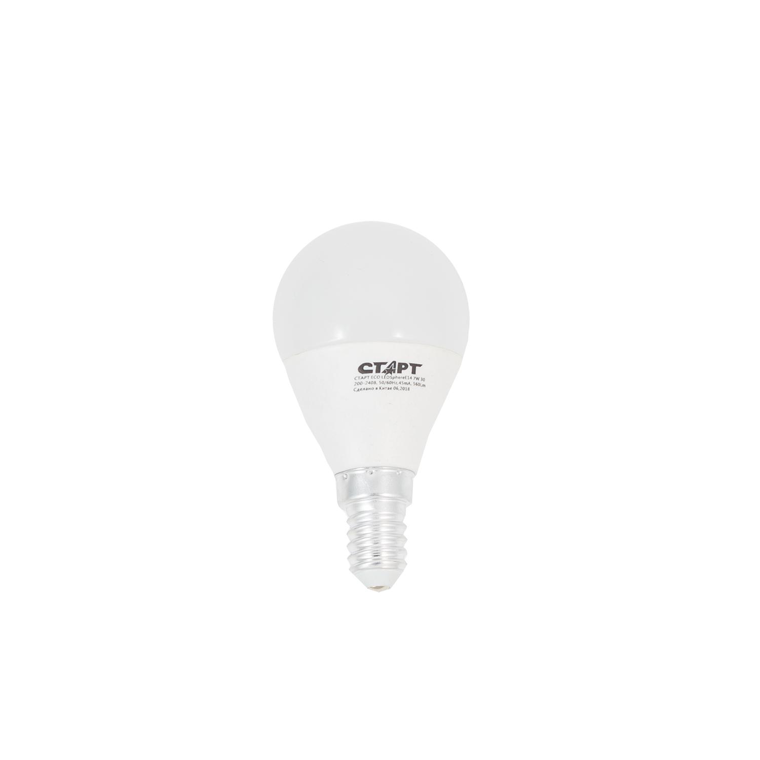 Лампа СТАРТ ECO LEDSphere(ШАР) E14 7W 30 теплый