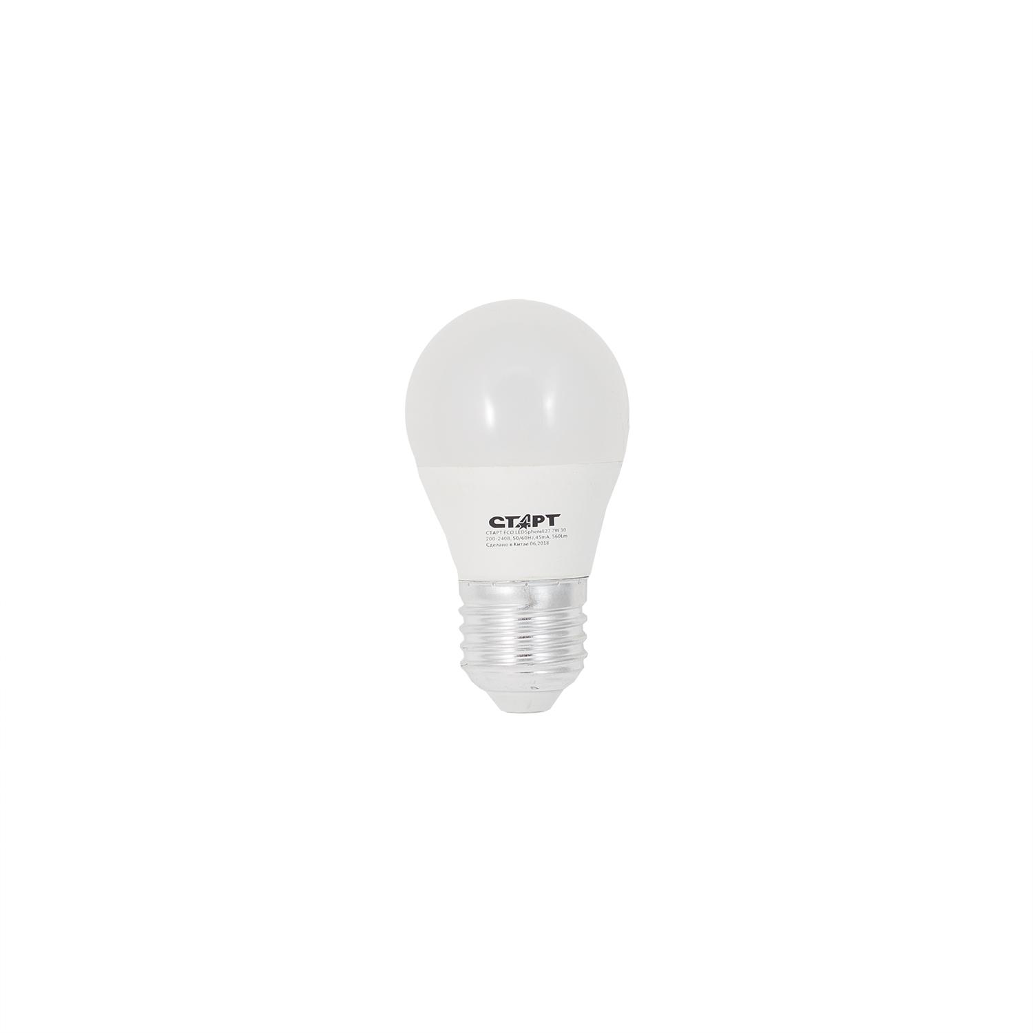 Лампа СТАРТ ECO LEDSphere(ШАР) E27 7W30 теплый