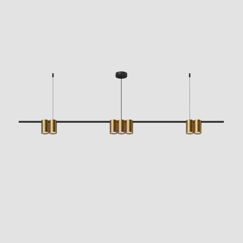 DK4063-BK+SG Подвесной светильник ORBIT, IP20, 7xGU10 LED до 15 Вт, черный + сатинированное золото, алюминий