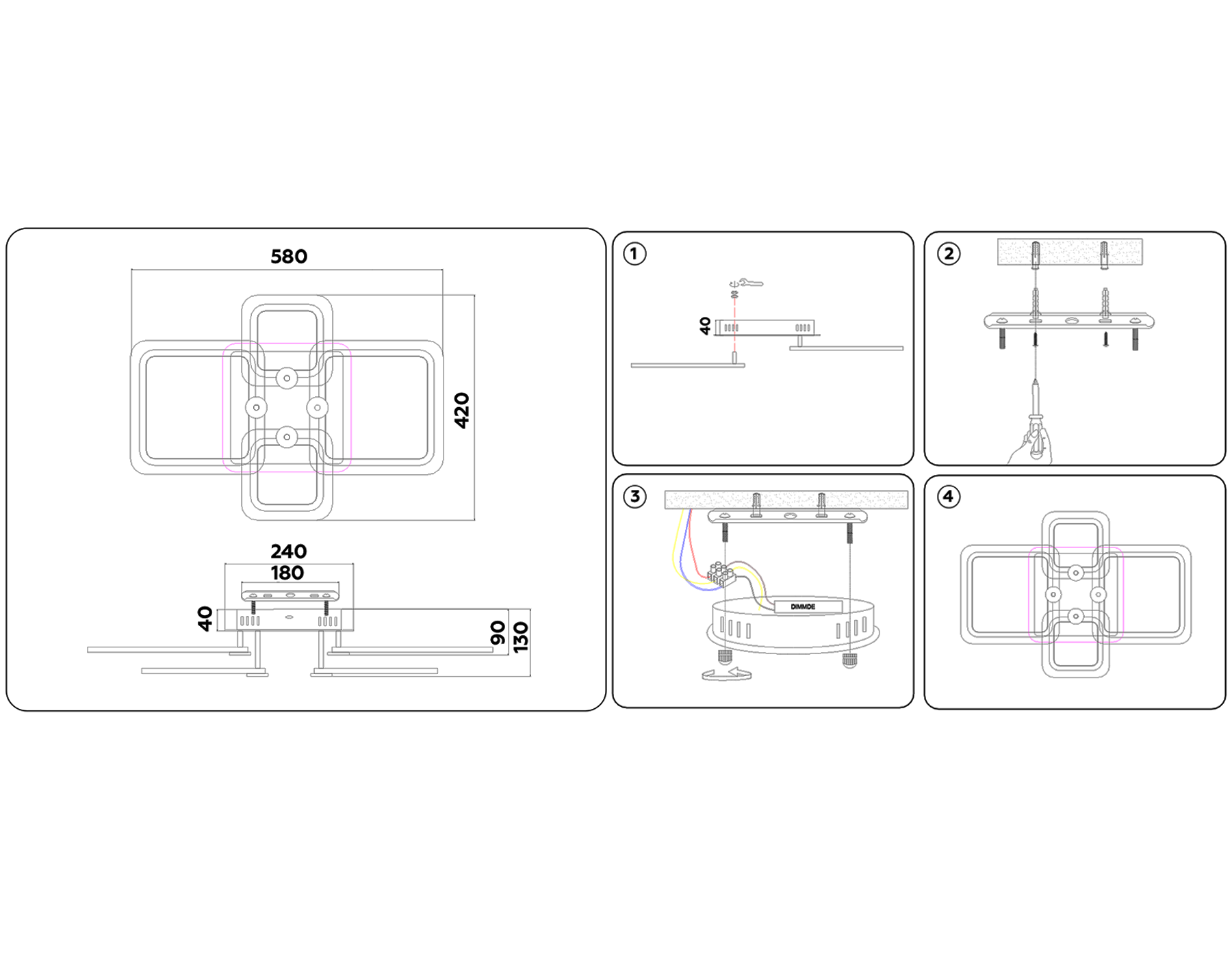 FA531/2+2 BK черный 105W 580*420*130 (ПДУ РАДИО 2.4G)