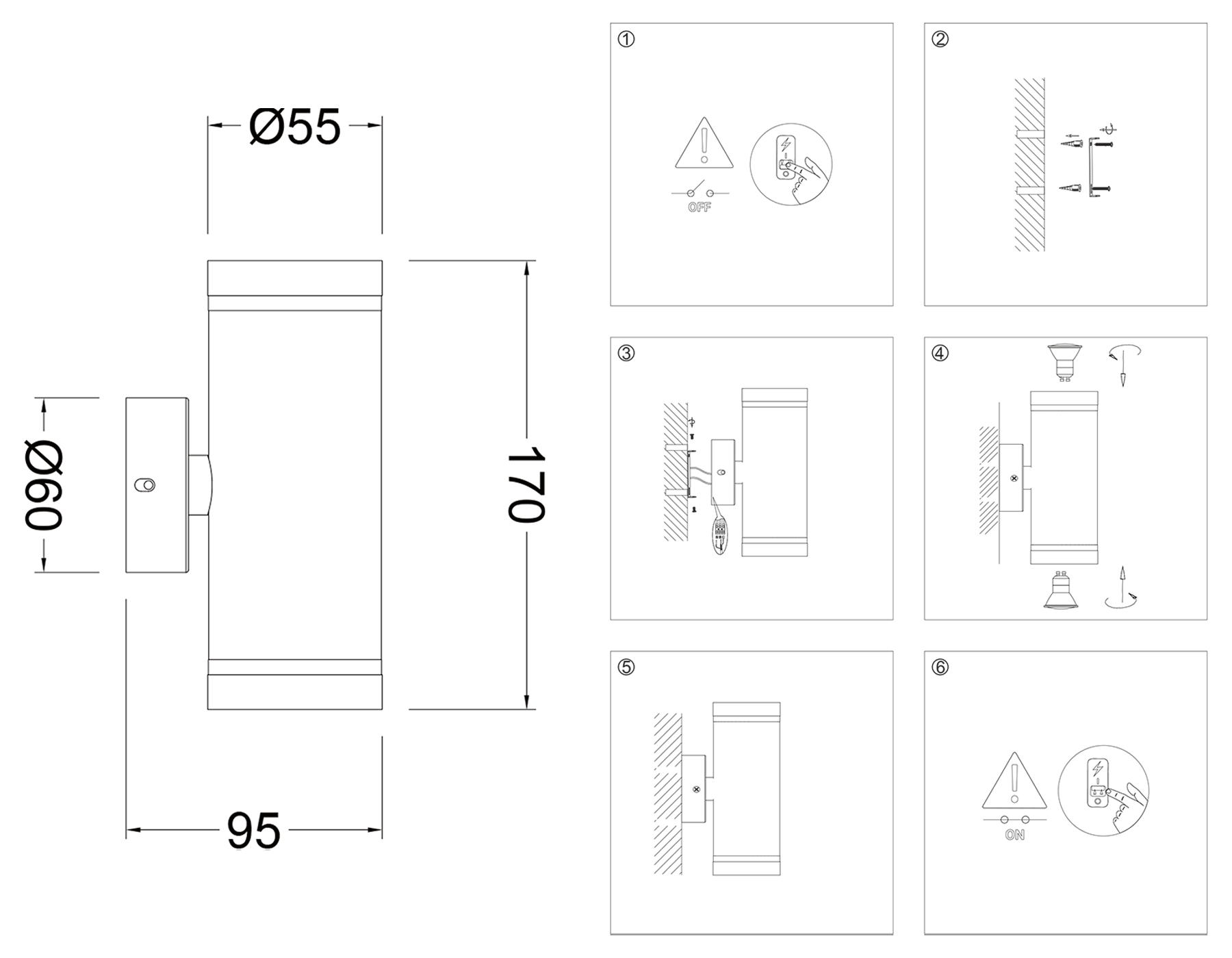 FW2488/2 WH белый GU10/2 max 12W 170*55*95