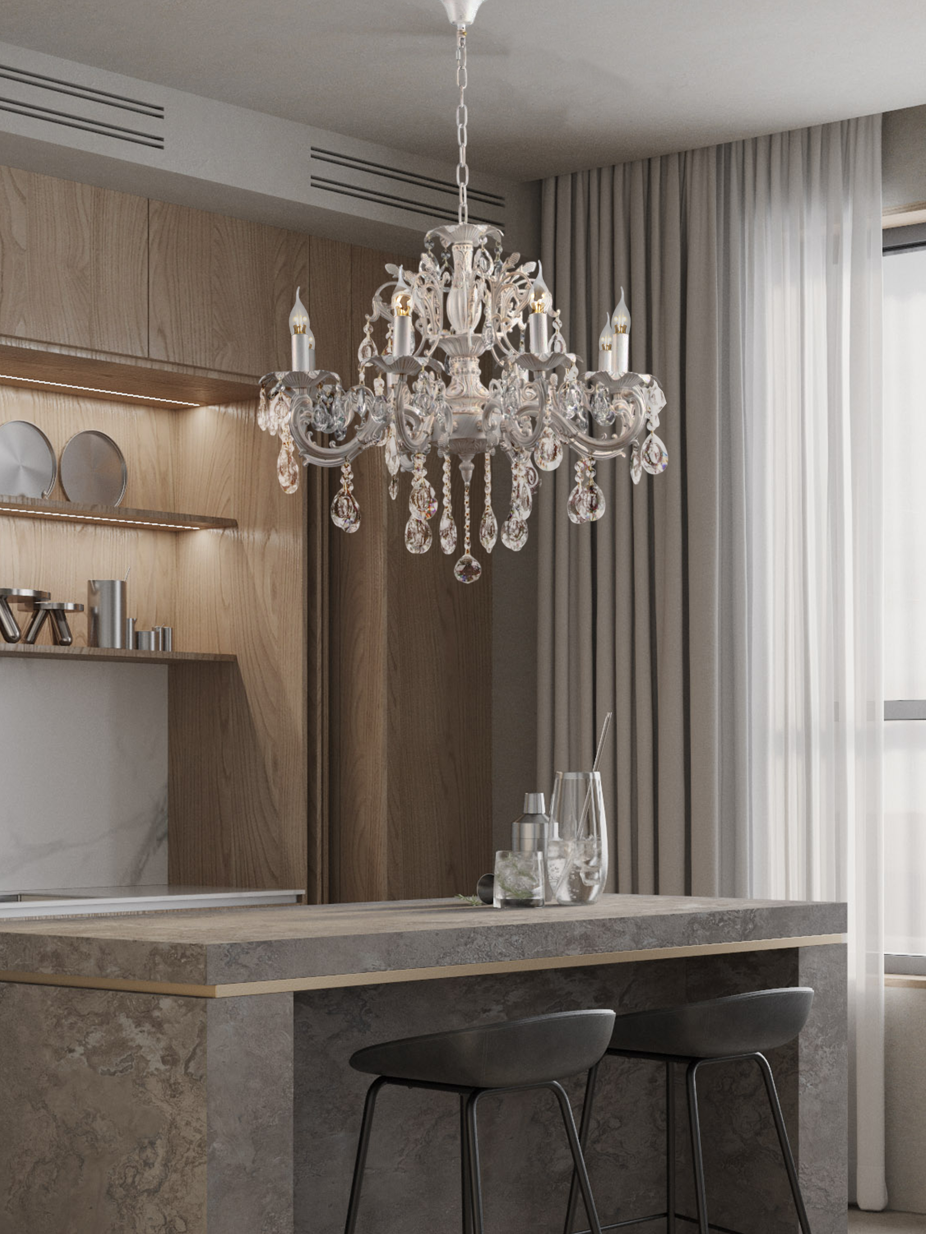 Подвесная люстра 6686-8 WT+GD 000023792