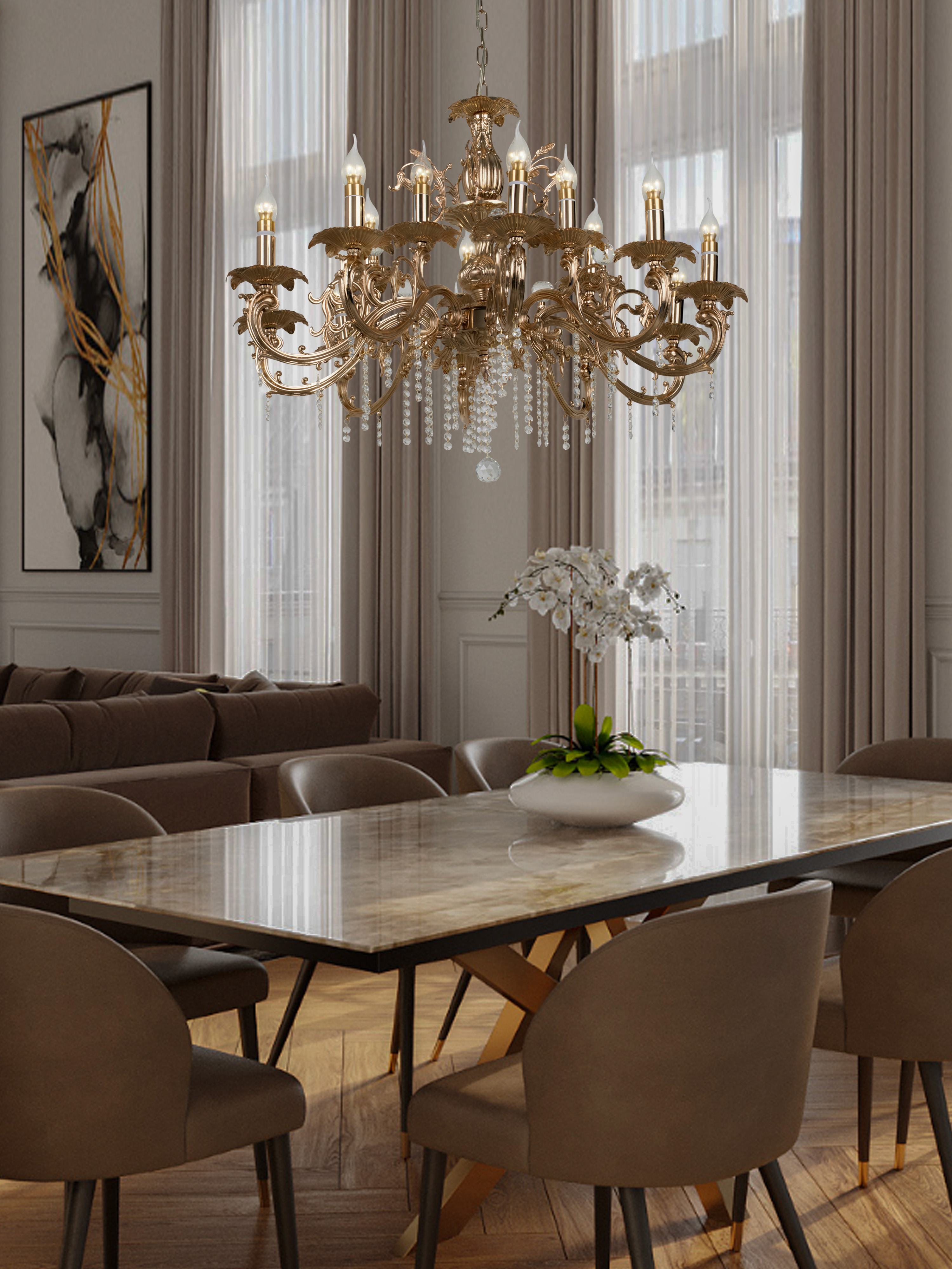 Подвесная люстра 6686-10+5 GD 000023793