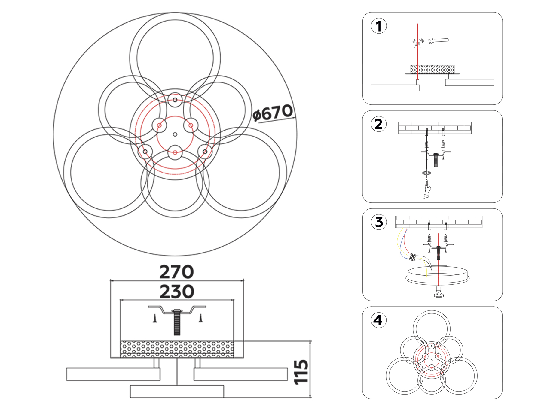 FA3844/3+3 WH белый 102W 3000K-6400K+RGB D670*115 (ПДУ РАДИО 2.4G)