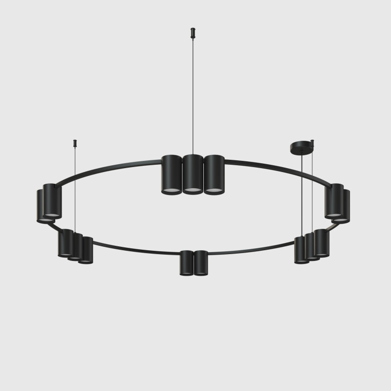 DK4067-BK Подвесной светильник ORBIT, IP20, 15xGU10 LED до 15 Вт, черный матовый, алюминий