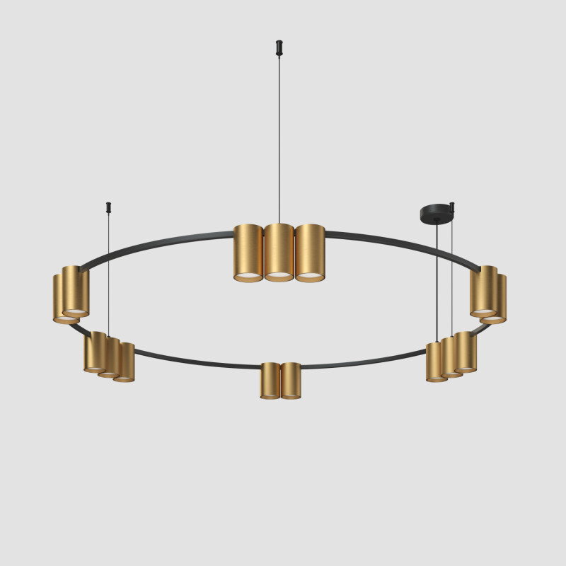 DK4067-BK+SG Подвесной светильник ORBIT, IP20, 15xGU10 LED, до 15 Вт, черный + сатинированное золото, алюминий