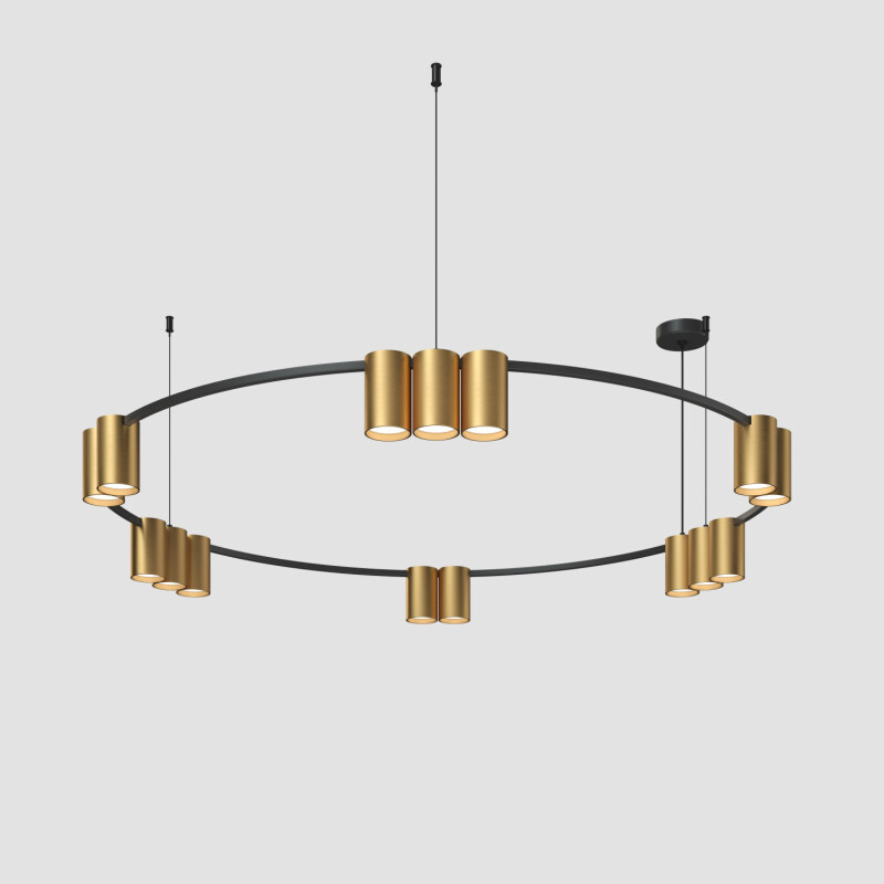 DK4067-BK+SG Подвесной светильник ORBIT, IP20, 15xGU10 LED, до 15 Вт, черный + сатинированное золото, алюминий