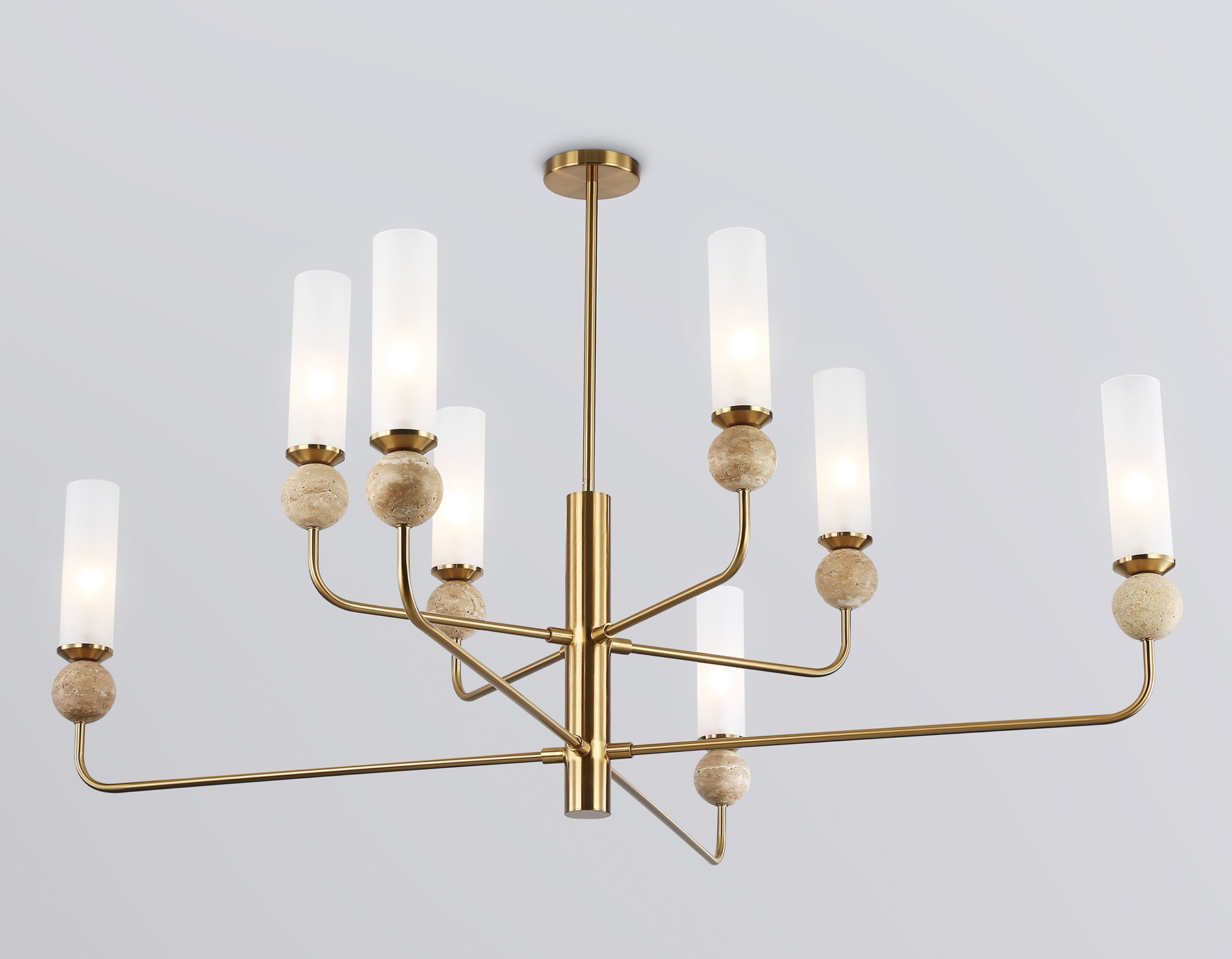 LH53252/8 BS/FR латунь/белый матовый E14*8 max 40W D1260*1445