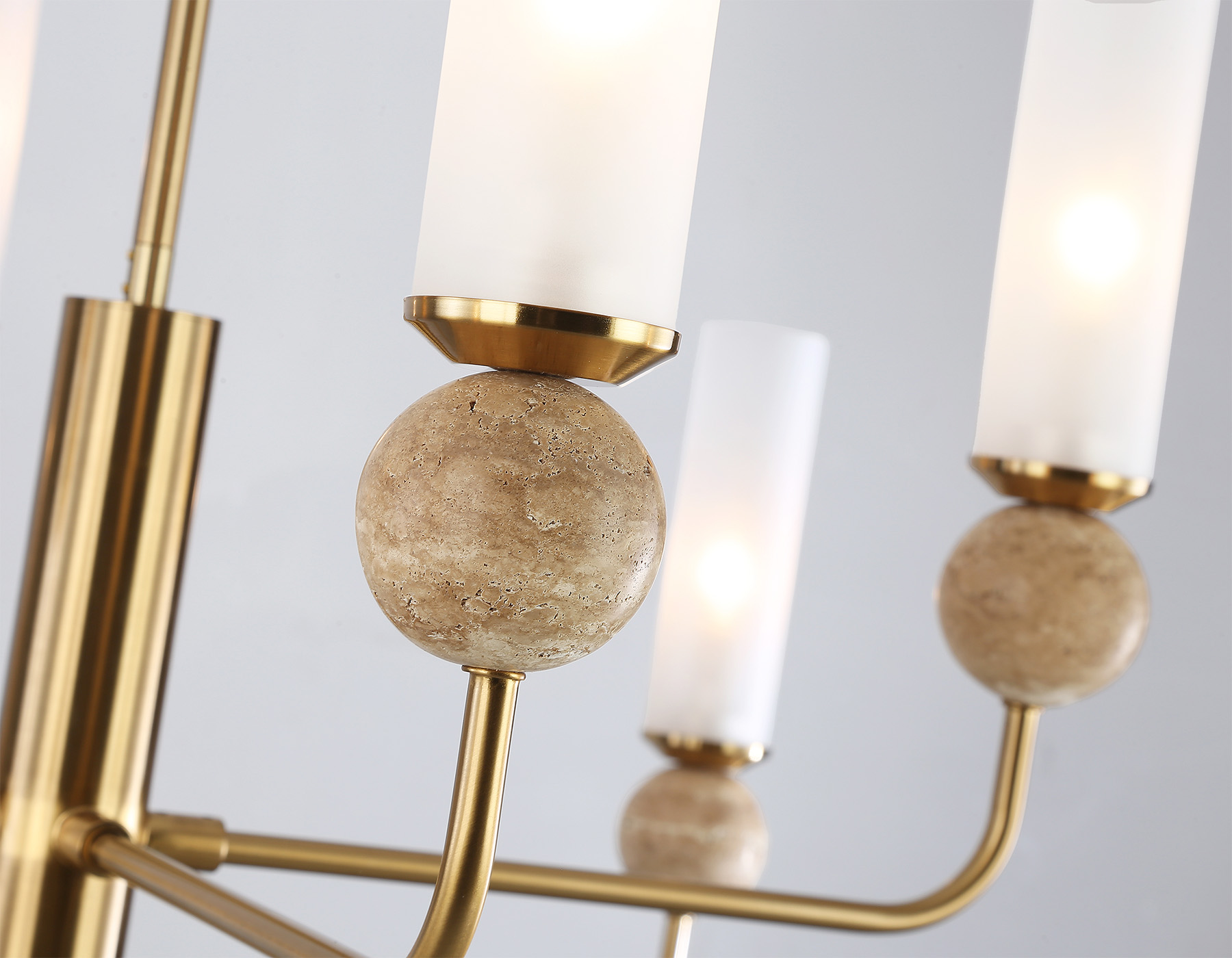 LH53252/8 BS/FR латунь/белый матовый E14*8 max 40W D1260*1445