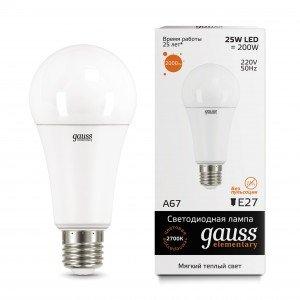 Лампа Gauss LED Elementary A67 25W E27 3000K 1/10/50