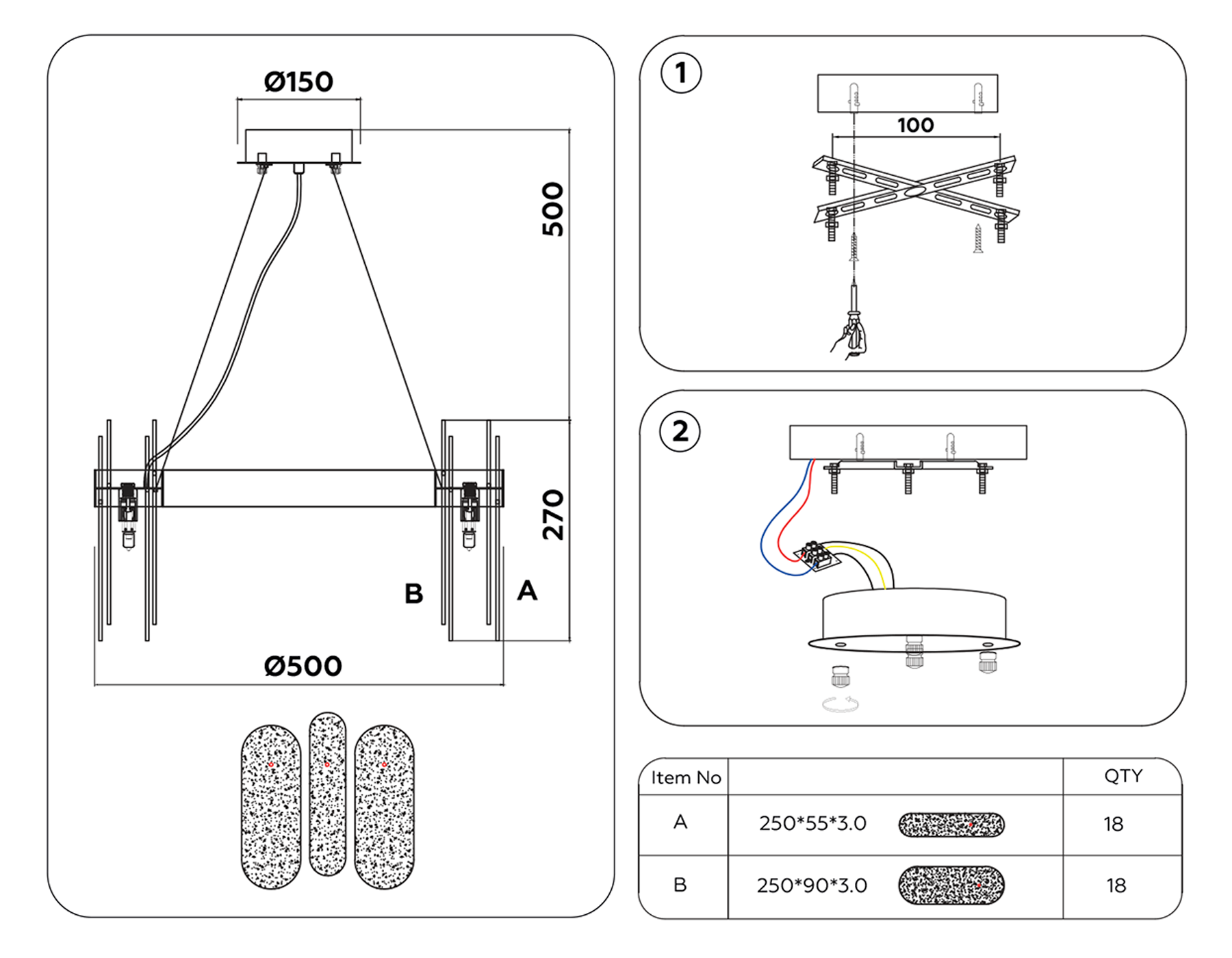 TR5333/10 GD/FR золото/матовый G9/10 max 40W D500*770