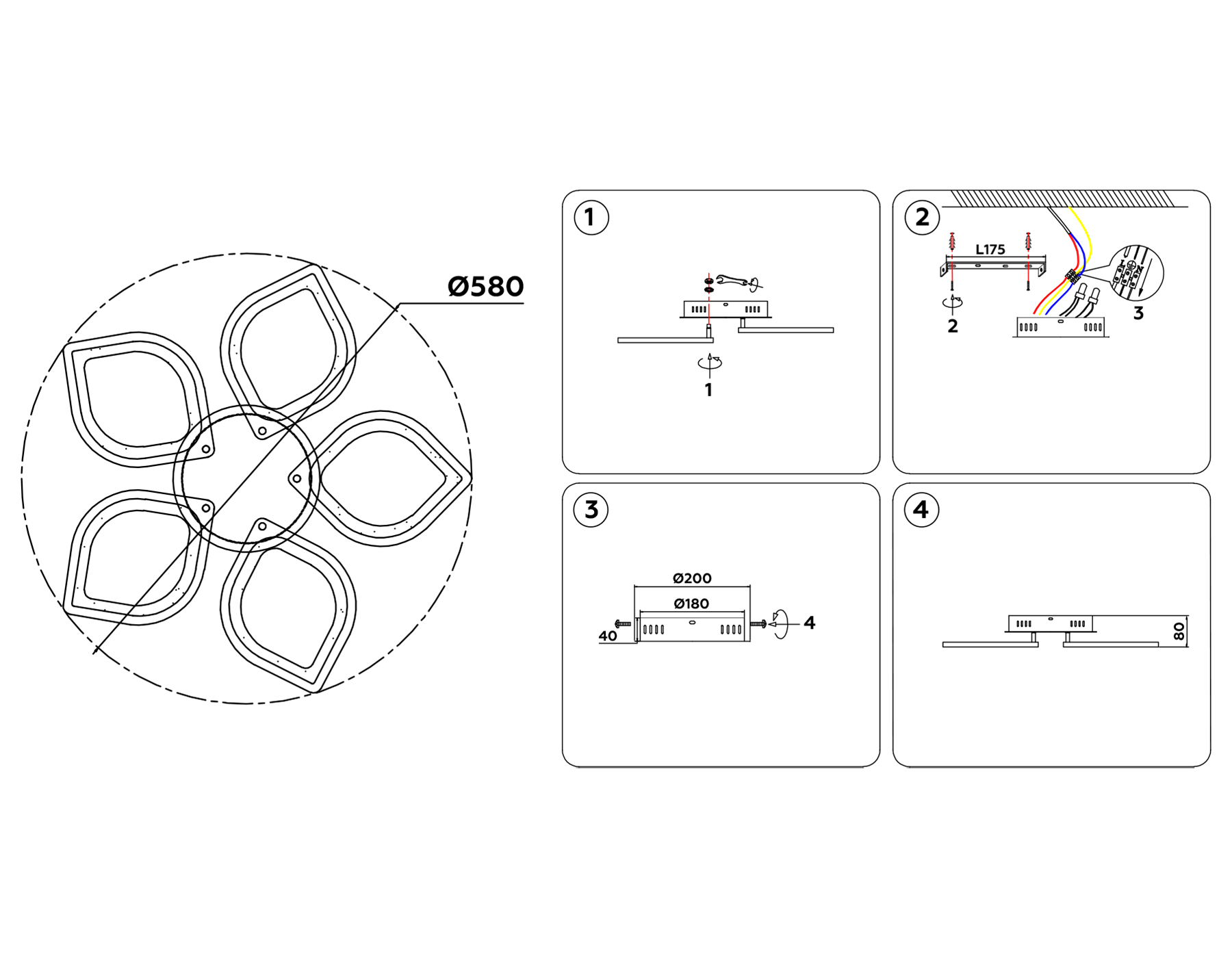 FA444/5 WH белый 60W 4200K 580*580*80 (Без ПДУ)