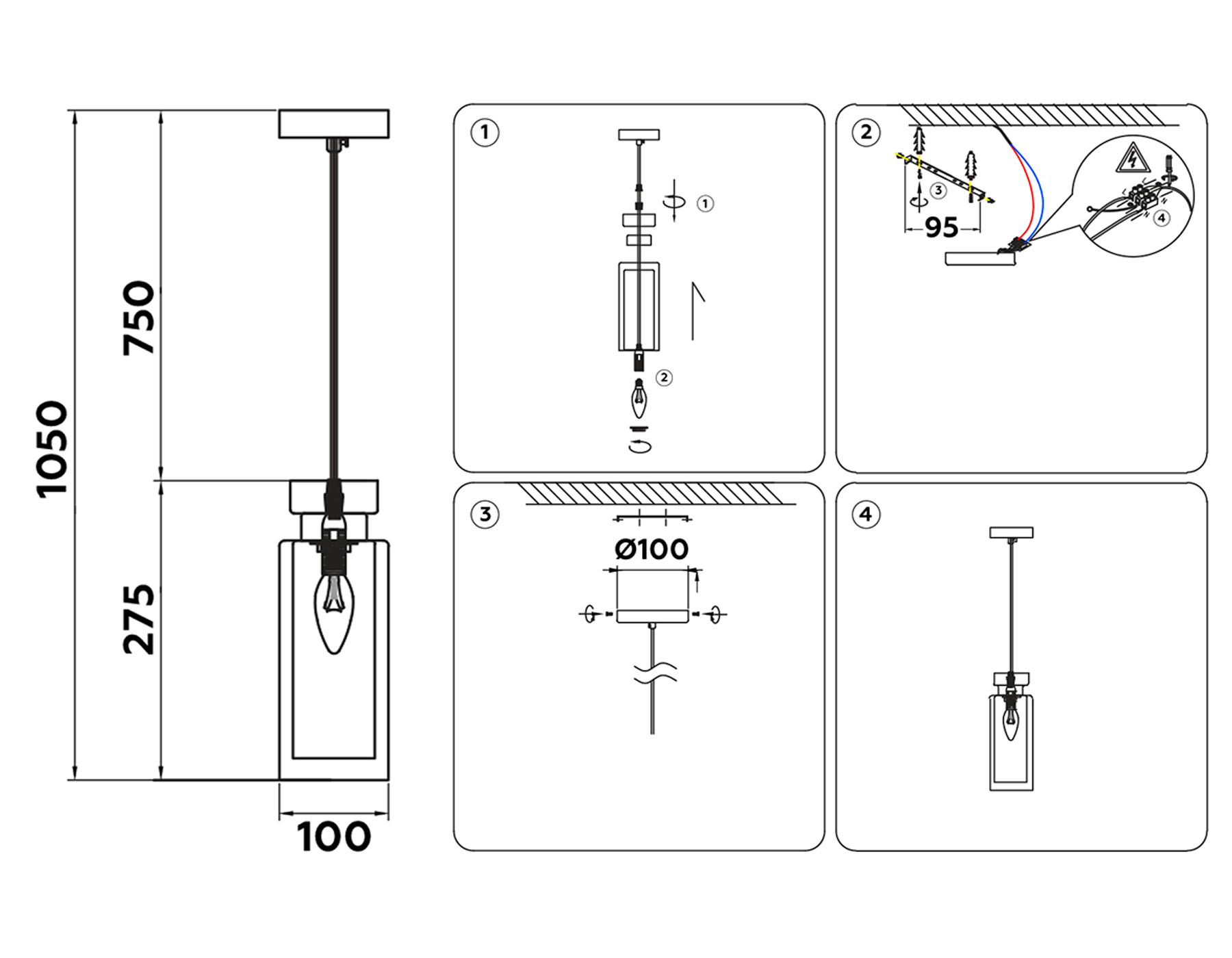 TR3572 CH/SM хром/дымчатый E14 max 40W D100*1050