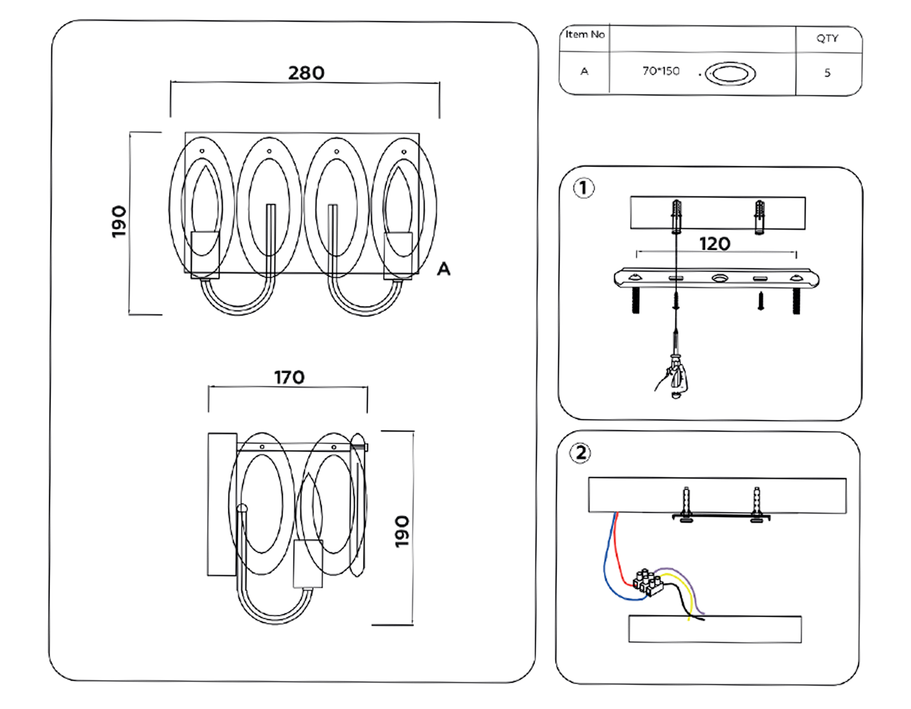 TR5180/2 CH/CL/FR хром/прозрачный/белый матовый E14/2 max 40W 280*190*170