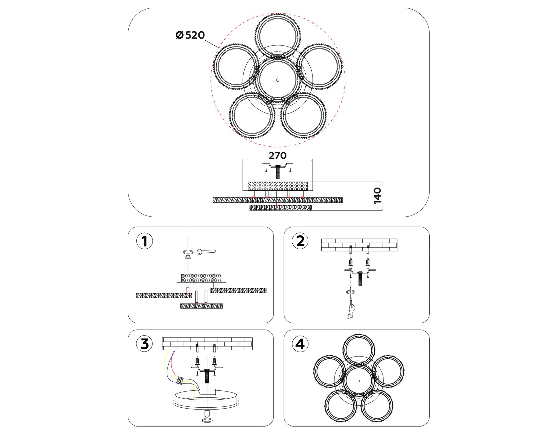 FA9531/5+1 WH белый 120W 6400K/3000K D520*110 (ПДУ РАДИО 2.4G)