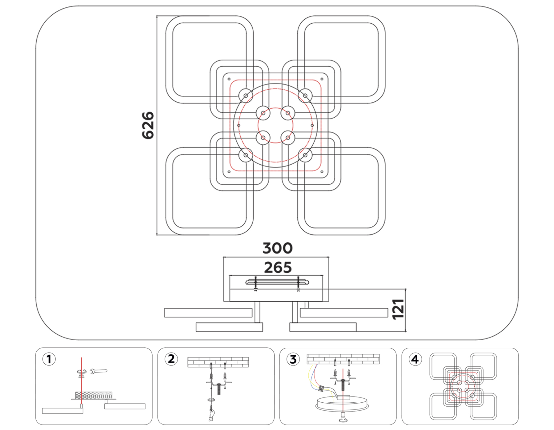 FA3866/4+4 WH белый 144W 3000K-6400K+RGB 627*627*121 (ПДУ РАДИО 2.4G)