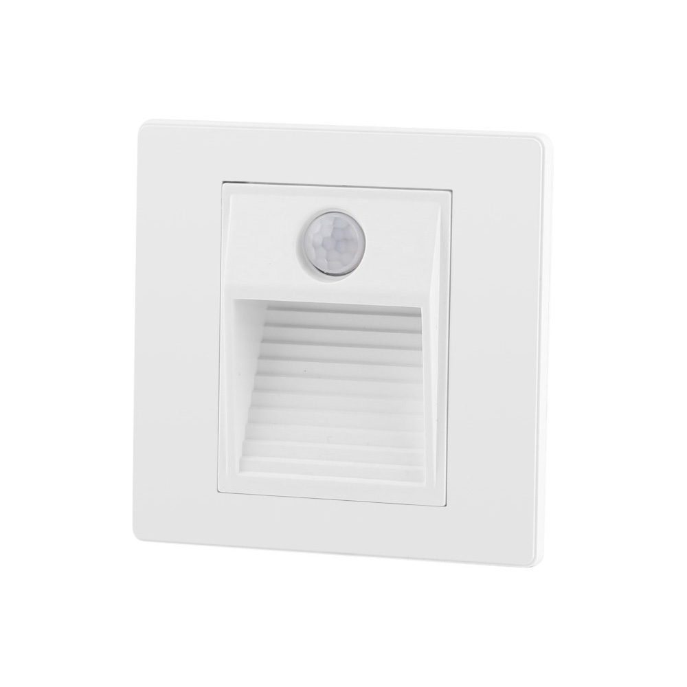 DK1020-WH Светильник встраиваемый в стену c датчиком движения, IP 20, LED 3000, 1 Вт, белый, пластик