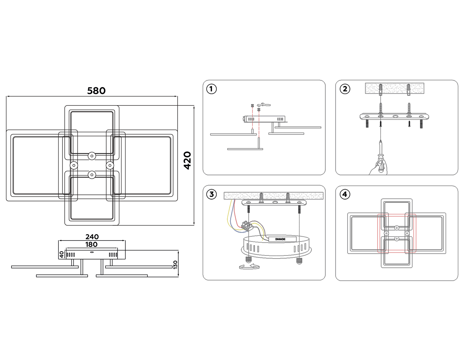 FA533/2+2 WH белый 105W 770*540*120 (ПДУ РАДИО 2.4)