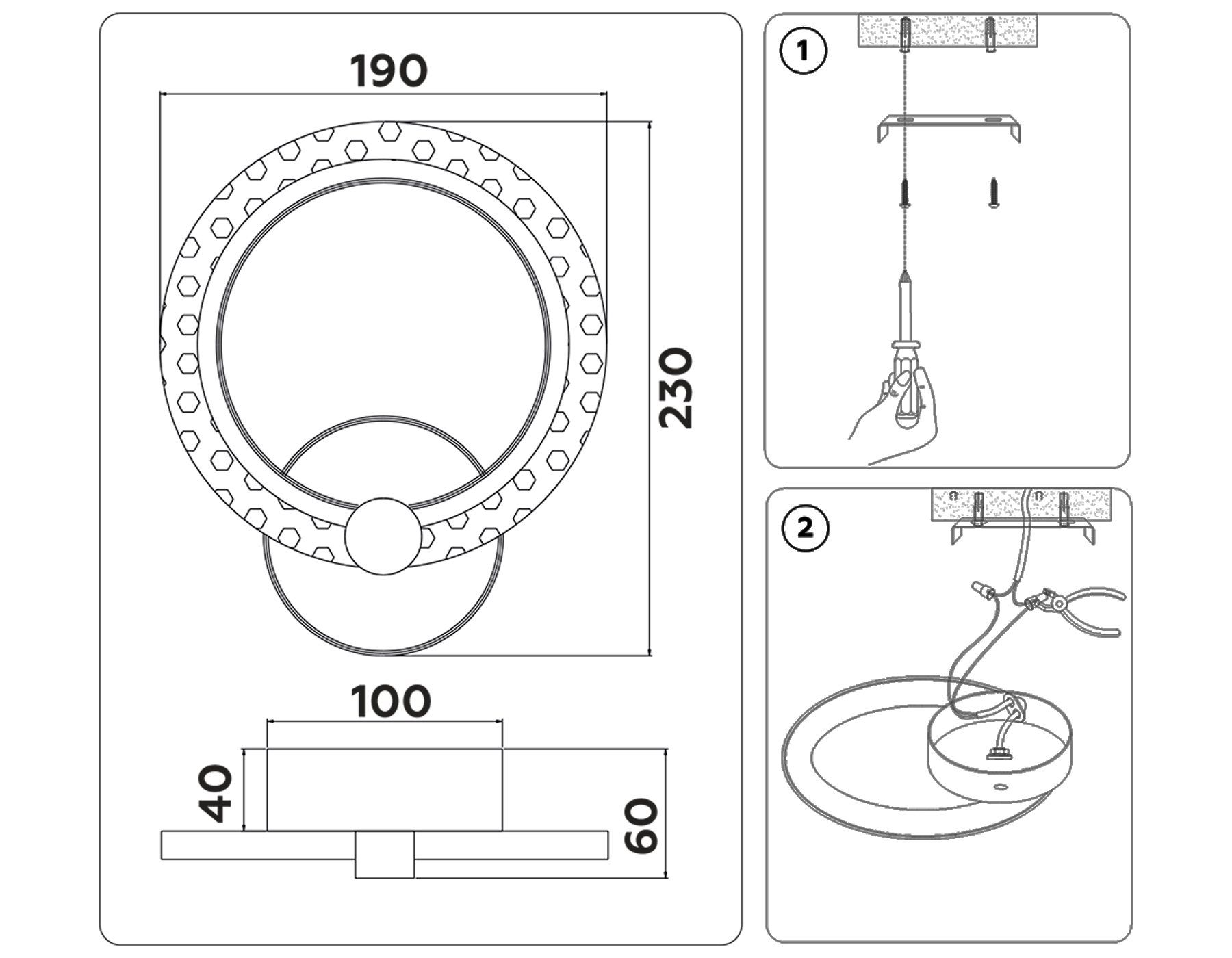 FA415 CH хром 6400K/3000K/4200K 12W 230*190*60