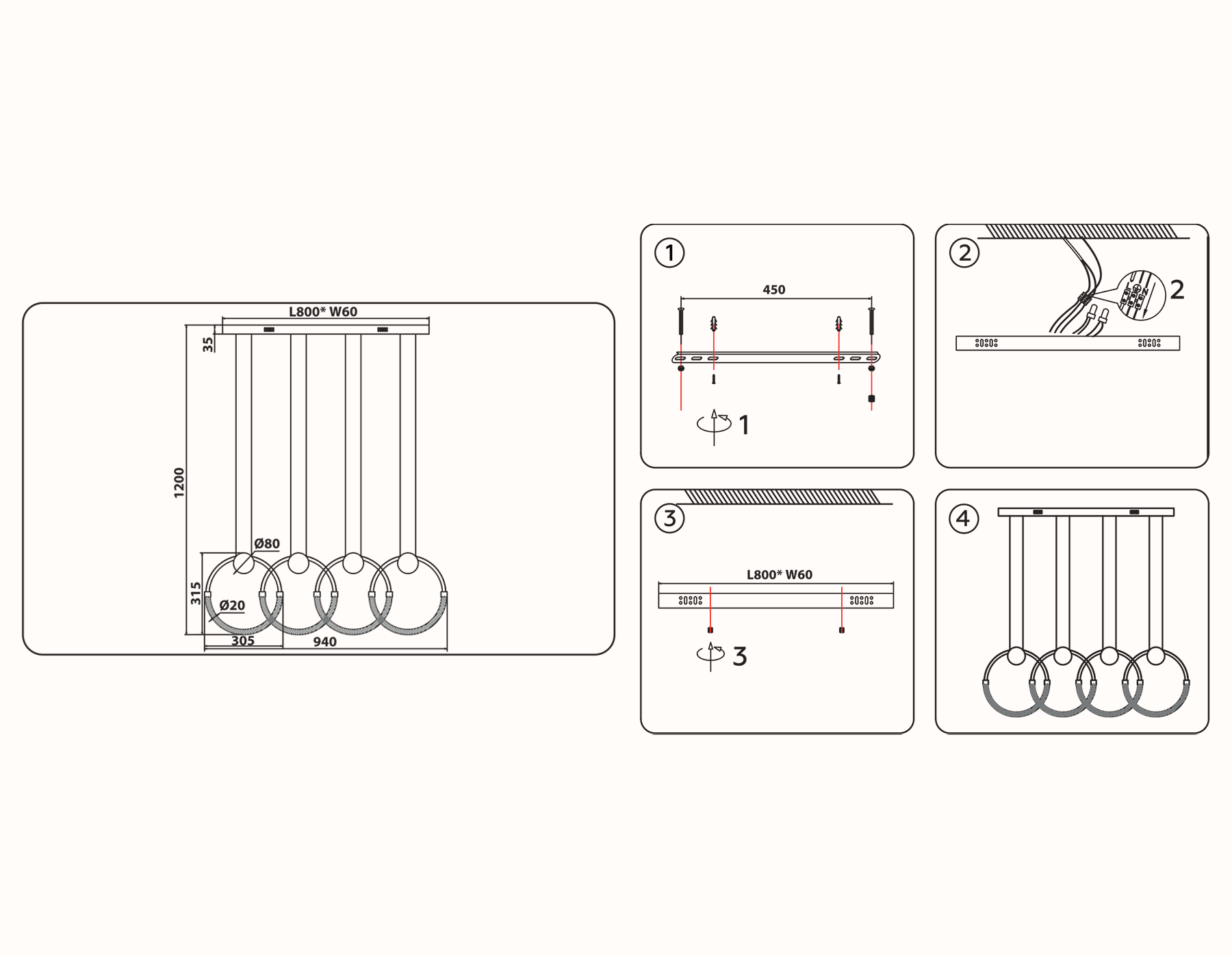 FL10598/4 WH/CH белый/хром 4200K 45W 940*20*1200 (Без ПДУ)