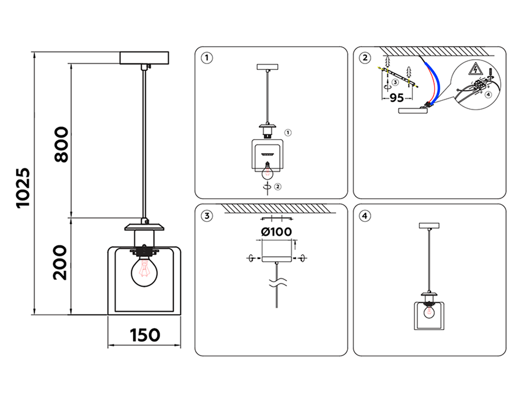 TR3577 CH/CL хром/прозрачный E27 max 40W D150*1025