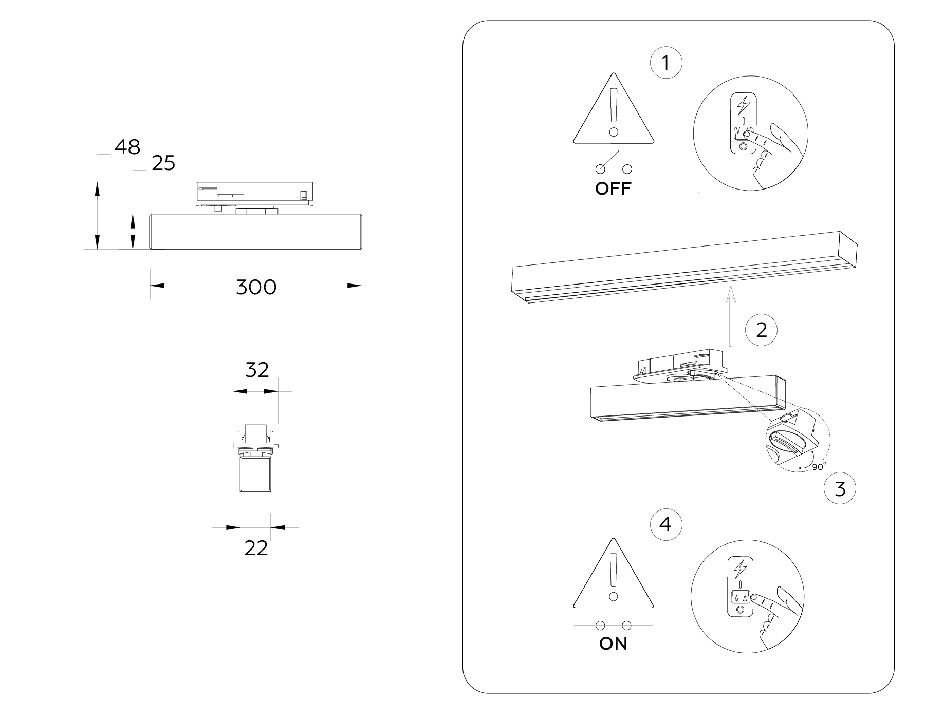 GL6765 BK черный LED 12W 3000K 300*22*48