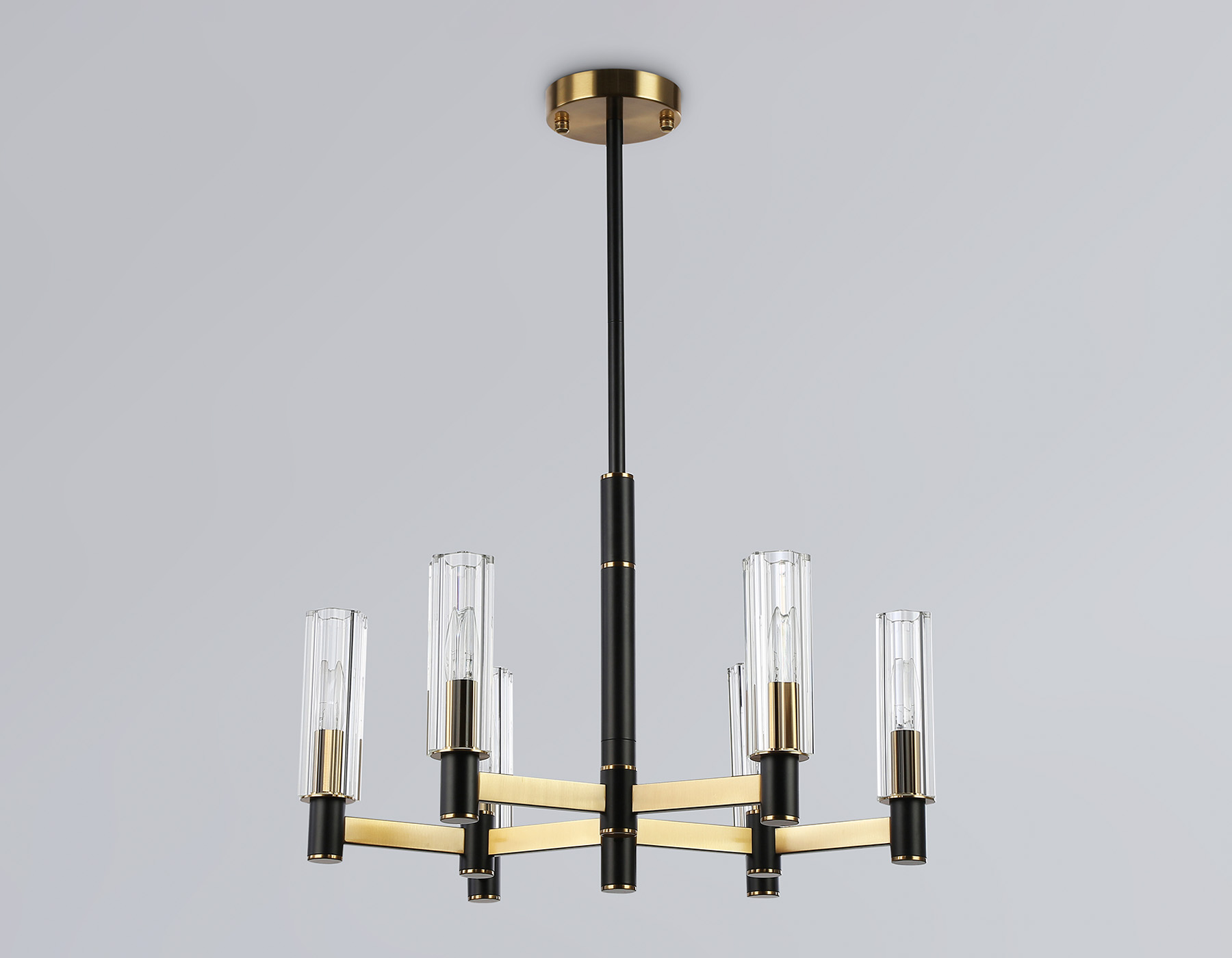 LH55511/6 BK/BS/CL черный/латунь/прозрачный E14*6 max 40W D570*760