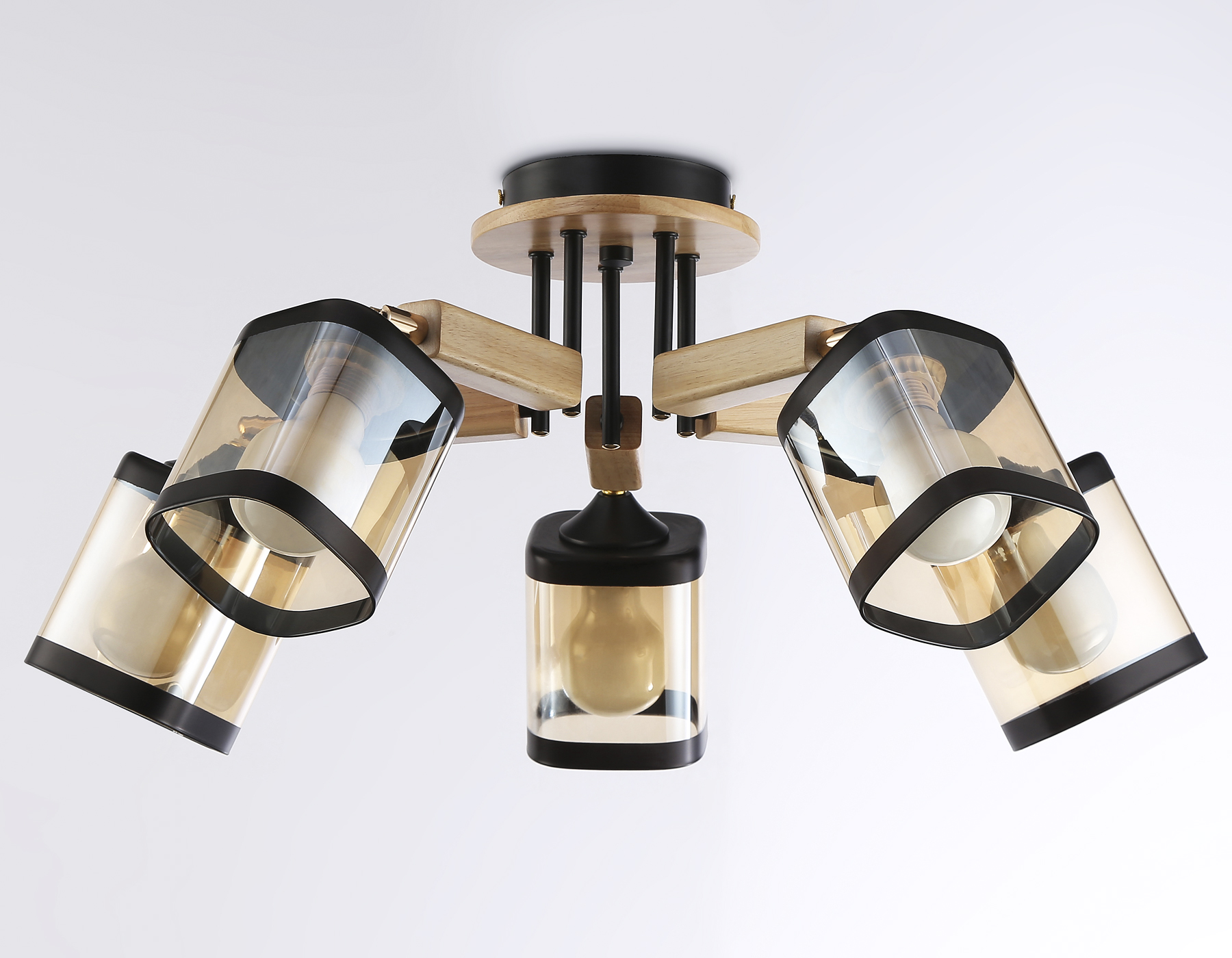 TR9529/5 BK/GD/TI черный/золото/янтарь E27*5 max 40W D670*260