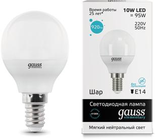 Лампа Gauss LED Elementary Globe 10W E14 4100K 1/10/100