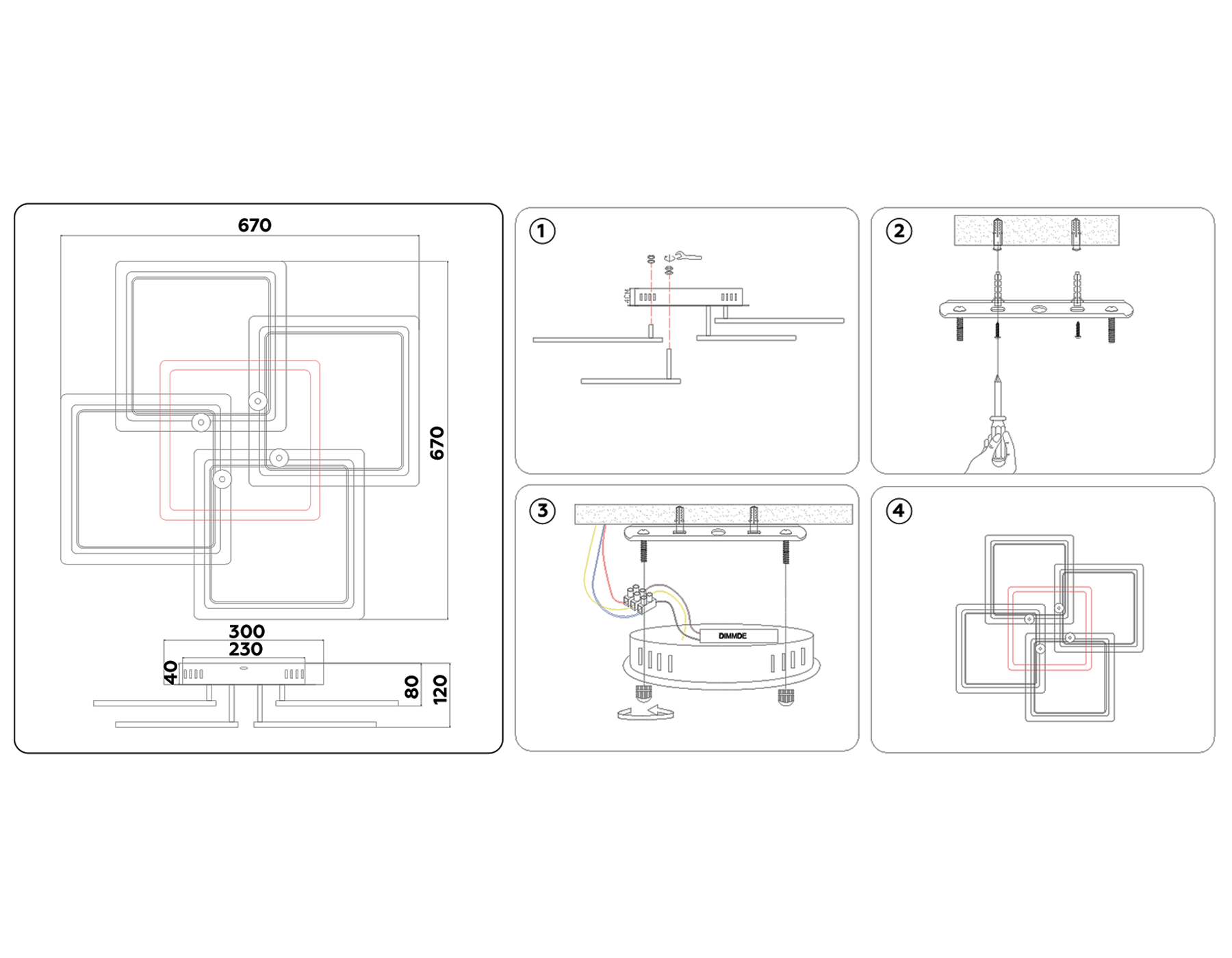 FA537/4 WH белый 148W 670*670*120 (ПДУ РАДИО 2.4)