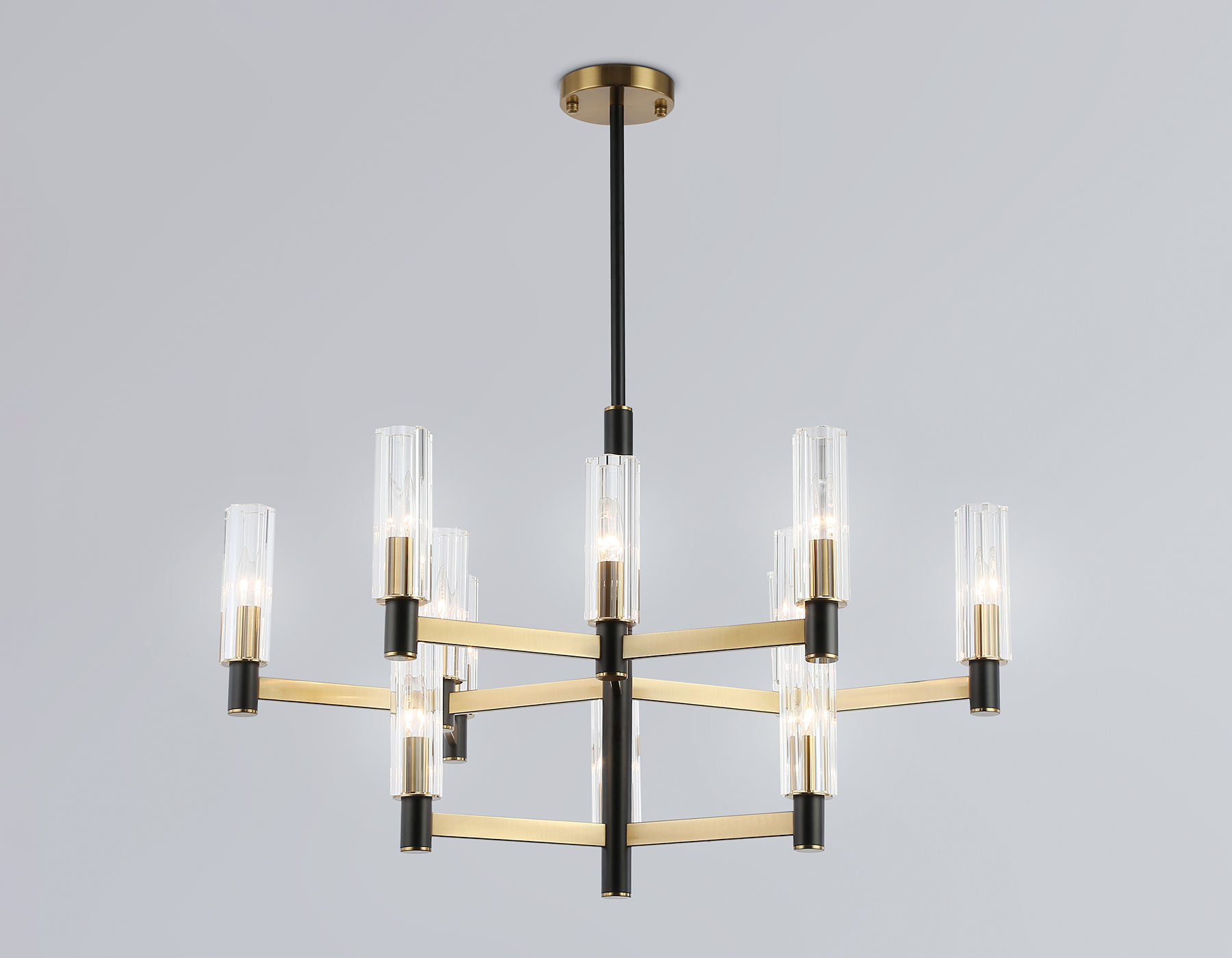 LH55515/12 BK/BS/CL черный/латунь/прозрачный E14*12 max 40W D860*905