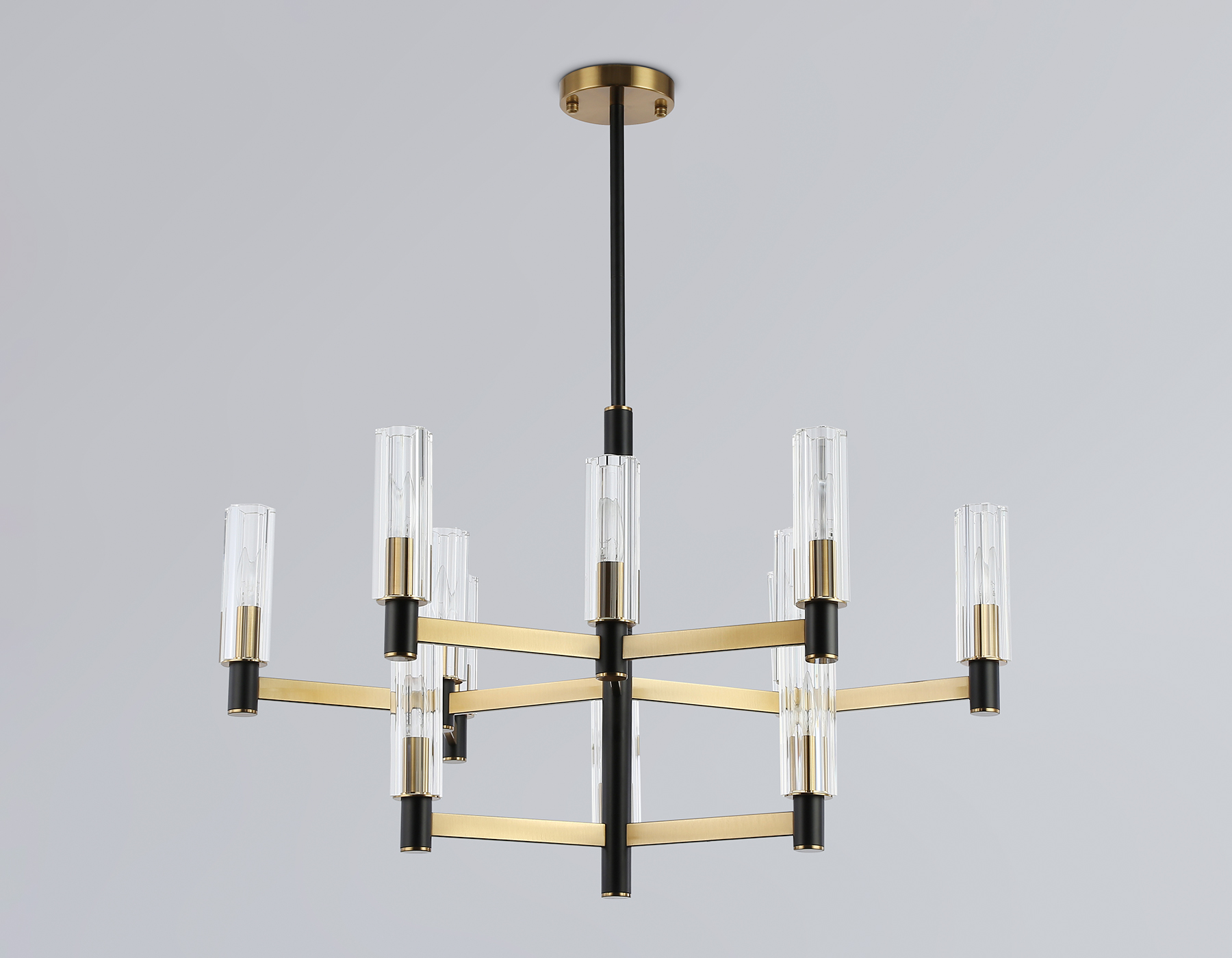 LH55515/12 BK/BS/CL черный/латунь/прозрачный E14*12 max 40W D860*905