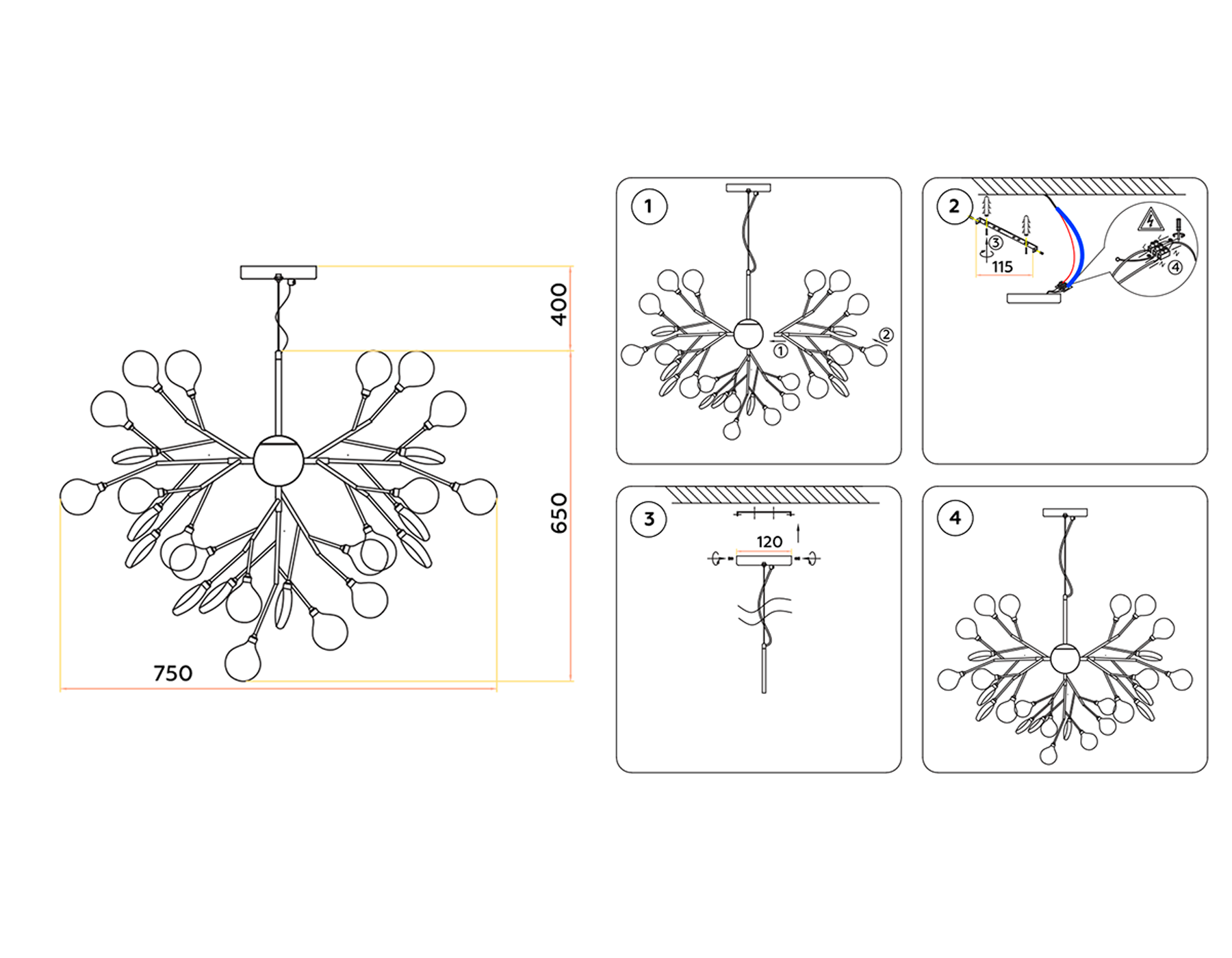 TR3021/36 DCF/TI темный кофе/янтарь G4/36 max 20W D750*650