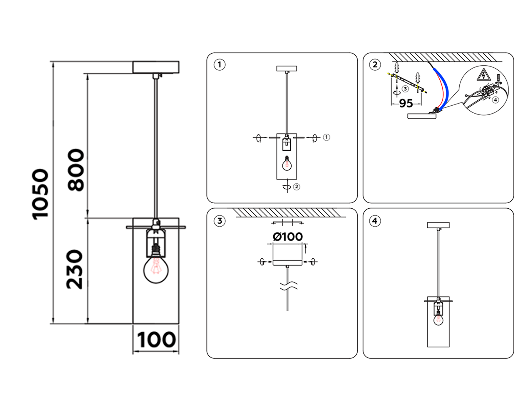 TR3589 CH/SM хром/дымчатый E27 max 40W D100*1050