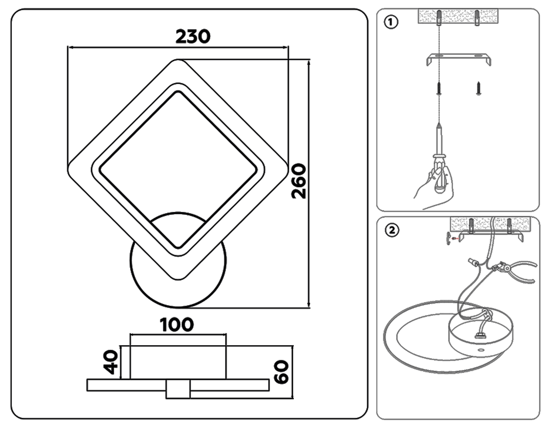 FA539 WH белый 6400K/3000K/4200K 15W 260*230*60