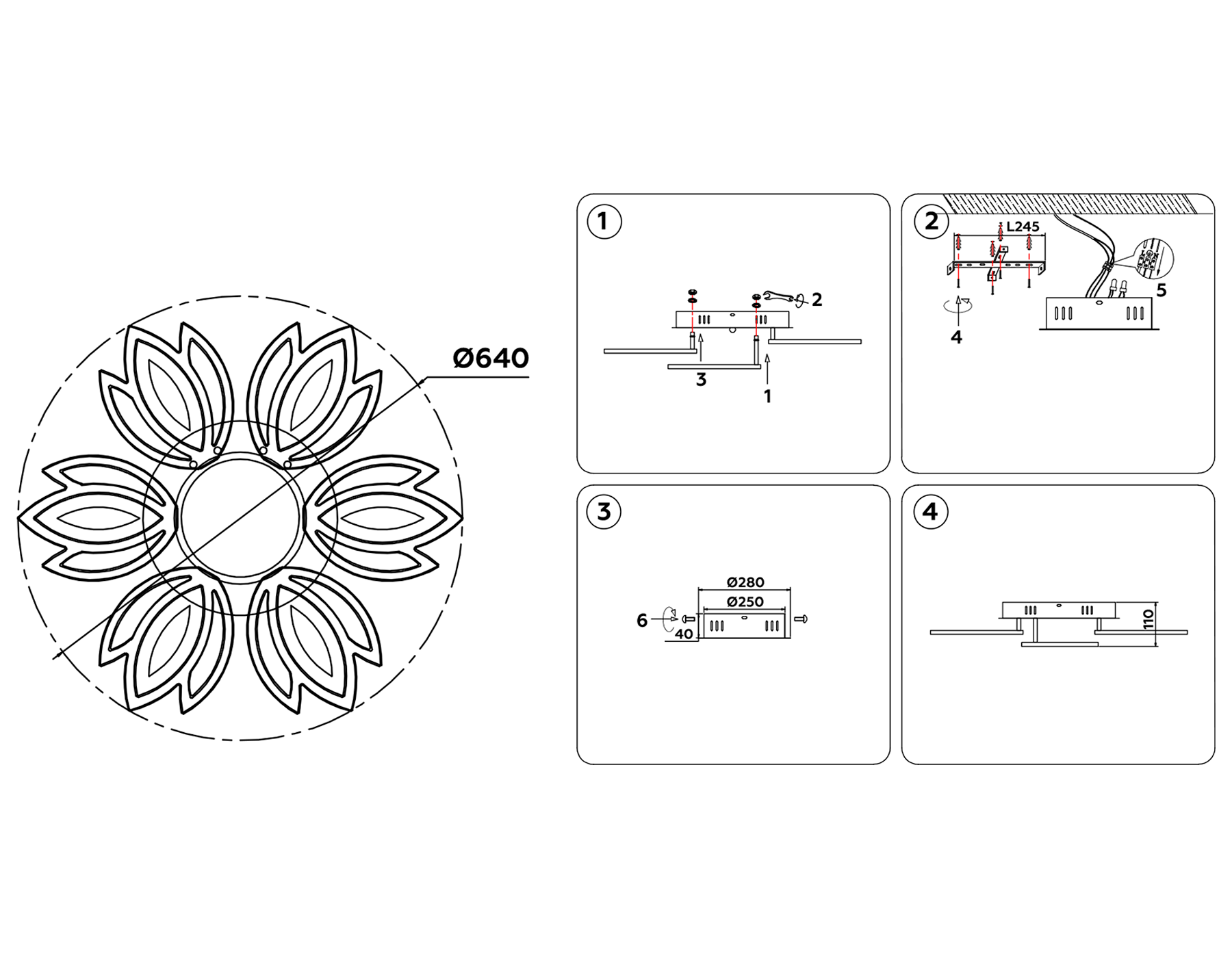 FA456/6+1 WH белый 132W 3000K/6400K D640*110 (Без ПДУ)