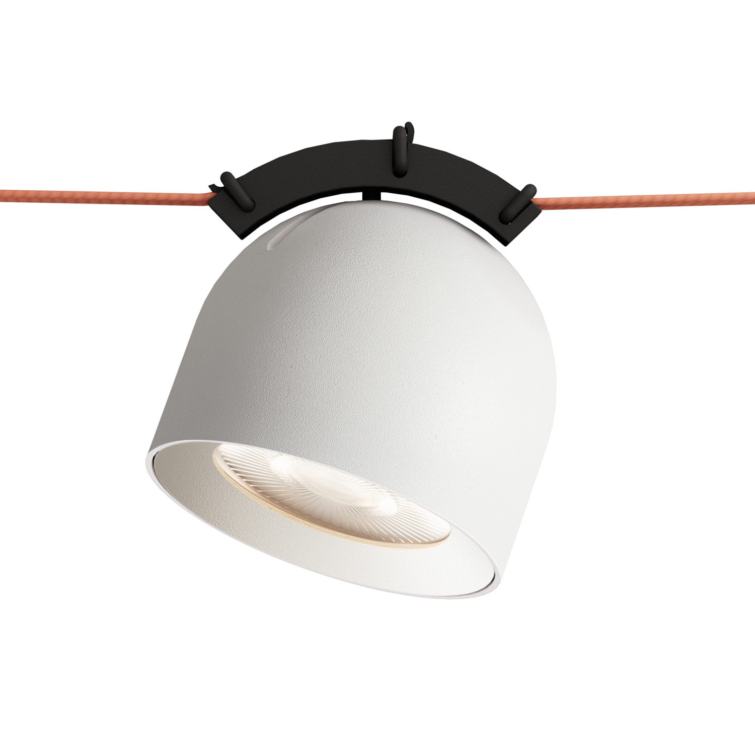 DK5540-WH+BK Поворотный светильник для трека-ремня Belty, серия Spot, со светодиодом, D100*H107мм, 48V DC, 12W, RA90, 38°, 4000K, IP20, белый с черным, алюминий