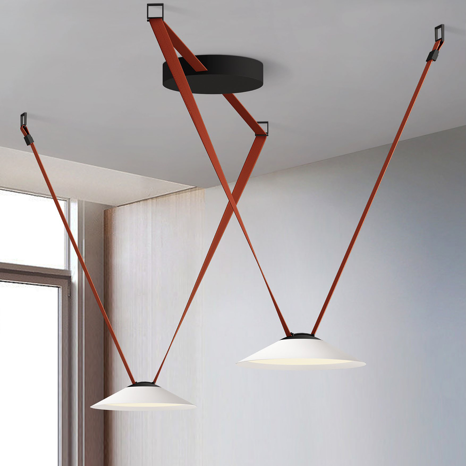 DK5564-WH+BK Cветильник для трека-ремня Belty, серия Flow, со светодиодом, D300*H71мм, 48V DC, 20W, RA90, 120°, 4000K, IP20, белый с черным, алюминий