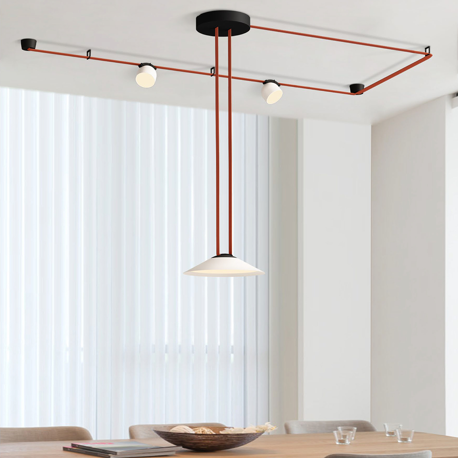 DK5564-WH+BK Cветильник для трека-ремня Belty, серия Flow, со светодиодом, D300*H71мм, 48V DC, 20W, RA90, 120°, 4000K, IP20, белый с черным, алюминий