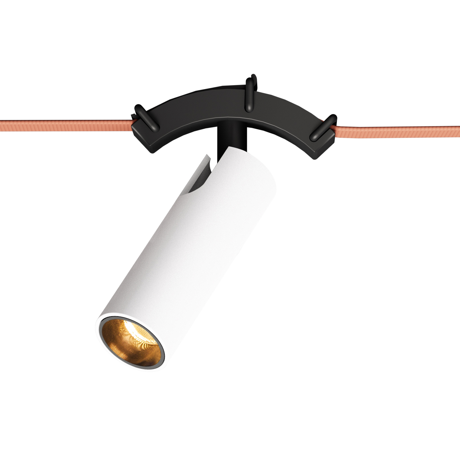 DK5546-BW+BK Поворотный светильник для трека-ремня Belty, серия Spot, со светодиодом, D35*L126.5мм, 48V DC, 7W, RA90, 30°, 4000K, IP20, белый с черным, алюминий