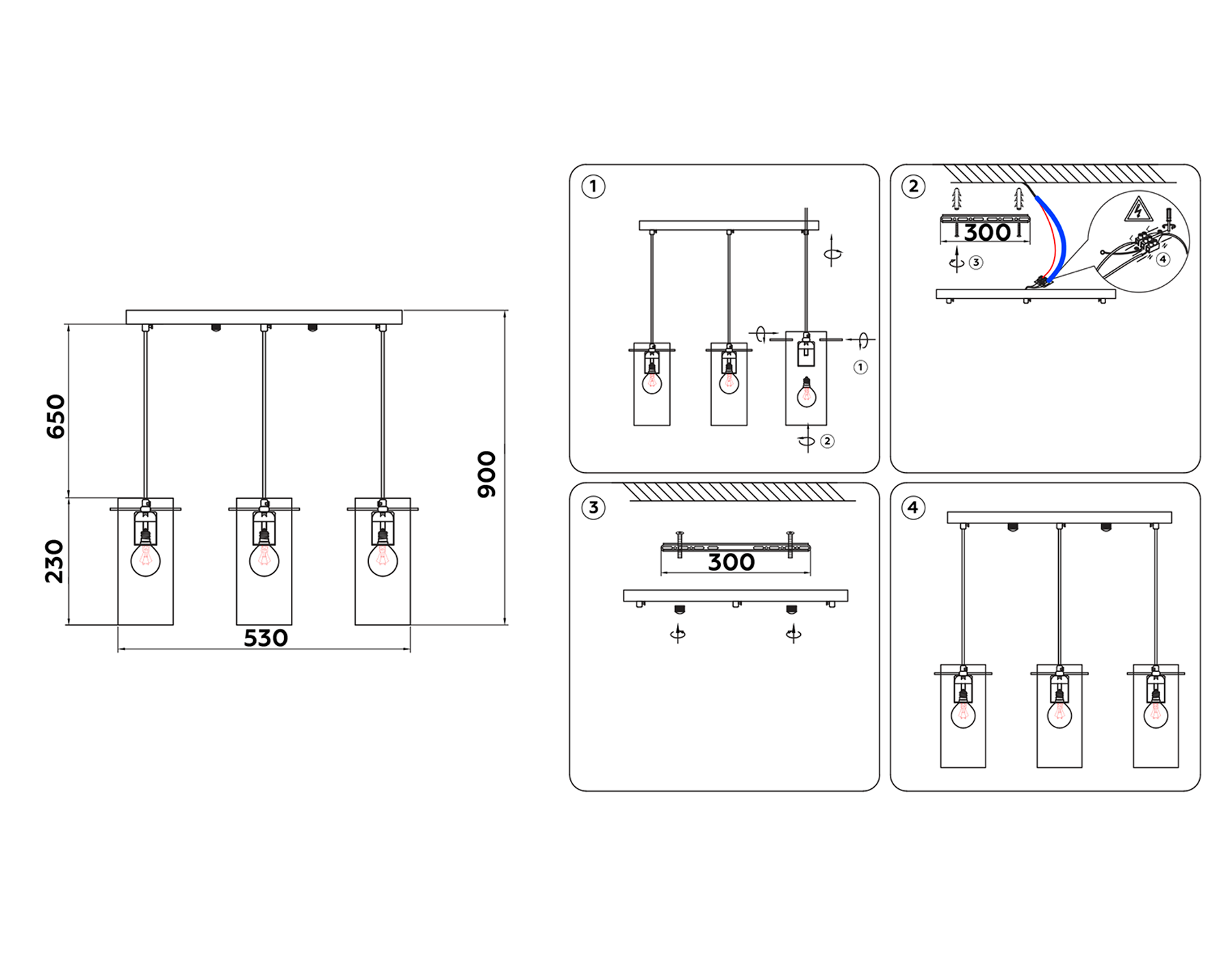 TR3590/3 CH/SM хром/дымчатый E27/3 max 40W 530*100*900
