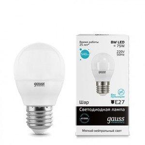 Лампа Gauss LED Elementary Globe 8W E27 4100K 1/10/100