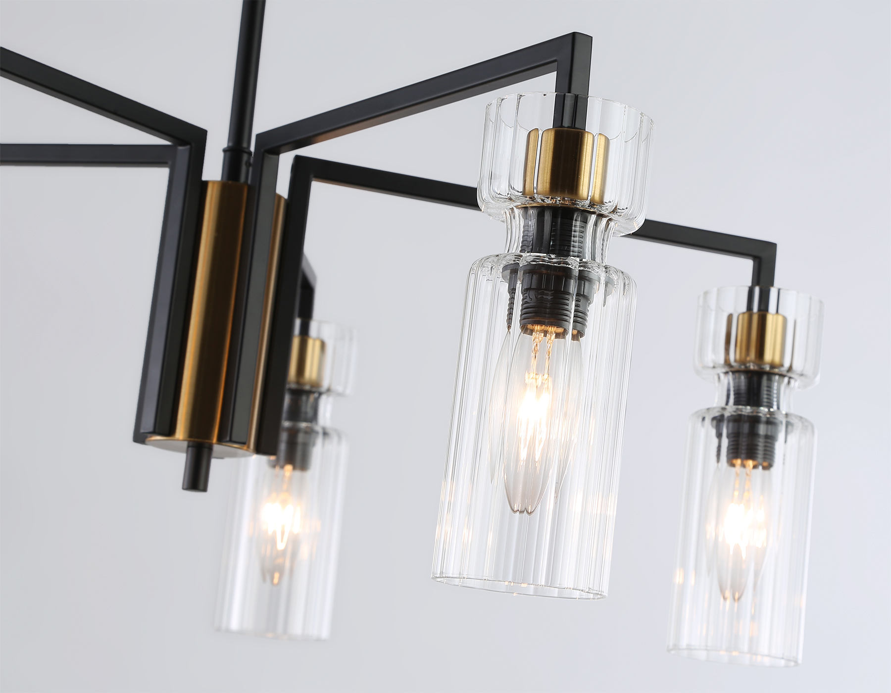 LH56113/5 BK/BS/CL черный/латунь/прозрачный E14*5 max 40W D605*350