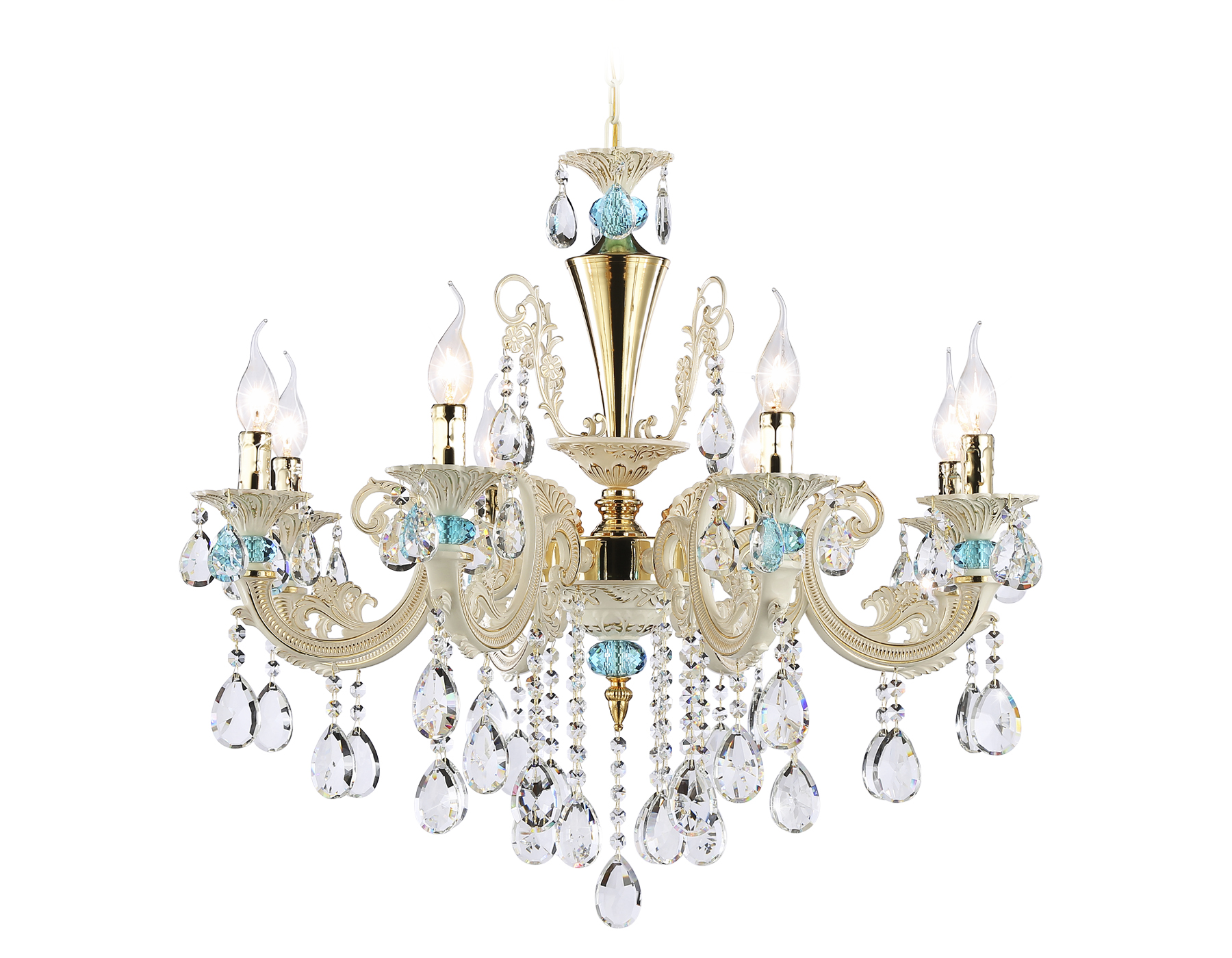 TR4926/8 GD/WH/CL золото/белый/прозрачный E14*8 max 40W D740*630